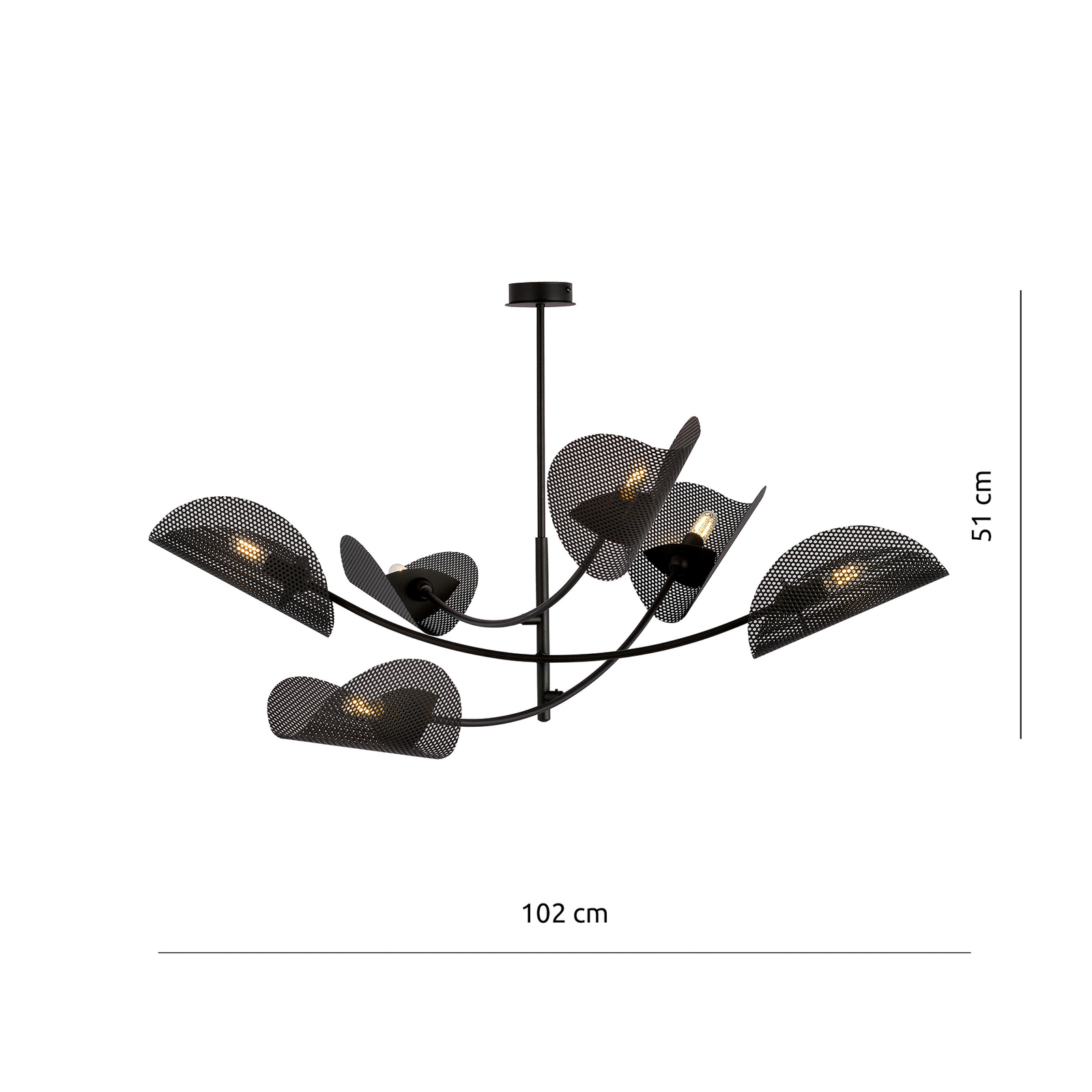 Gladio ceiling lamp, black, 6-bulb