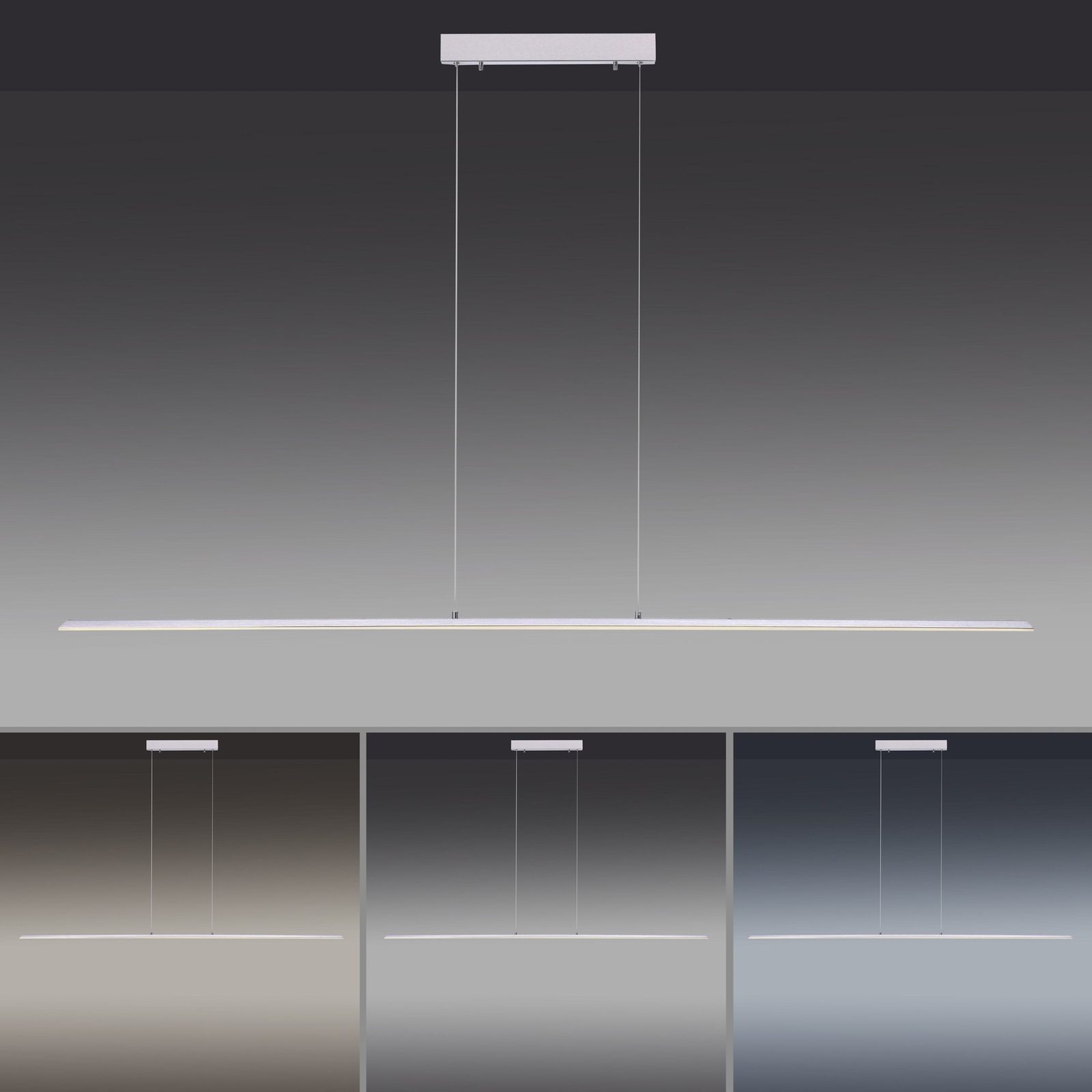 PURE LED-Hängeleuchte Lite, silber, 160 cm, CCT, dimmbar