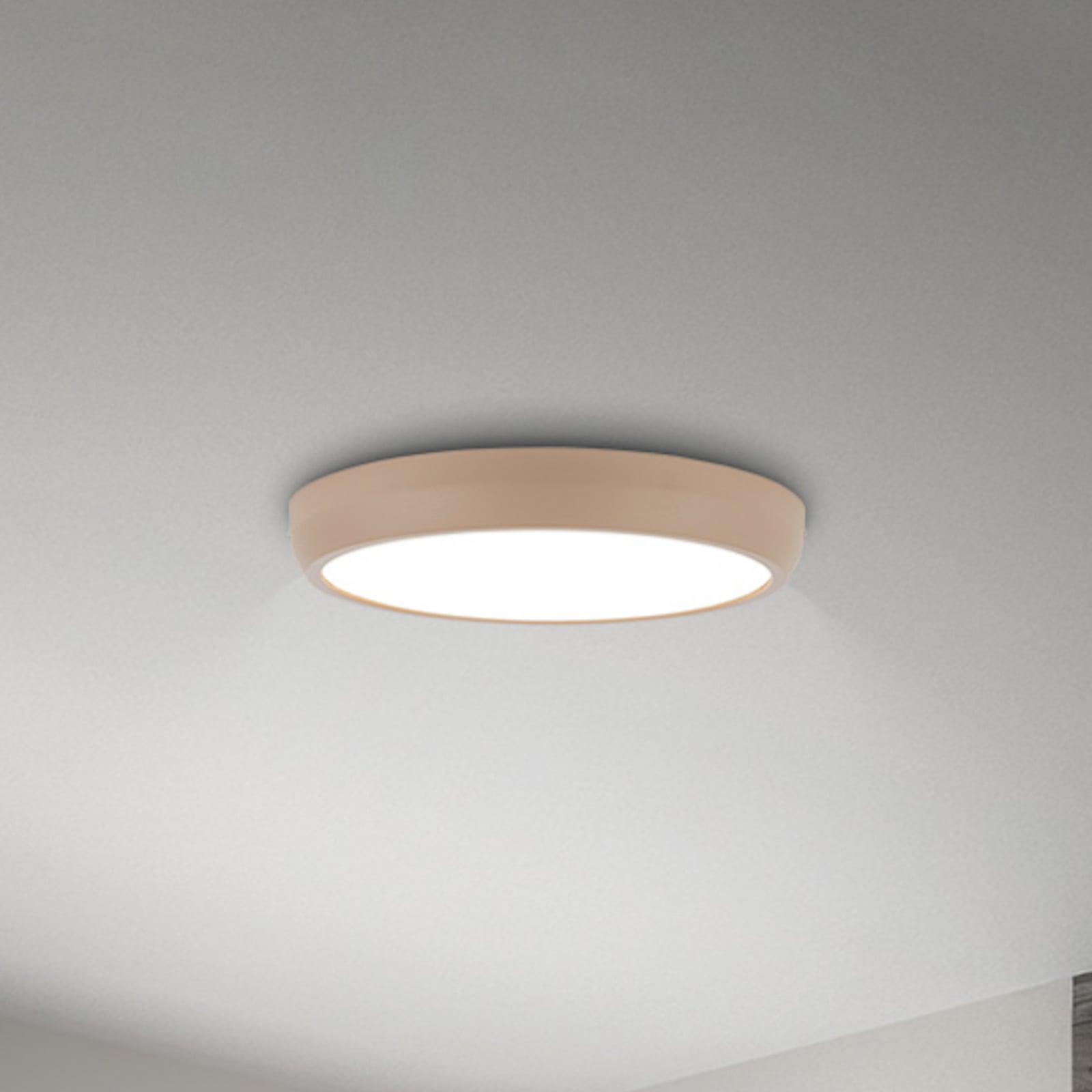 LED-Deckenleuchte Navaro, beige/weiß, Ø 28 cm, 4.000 K