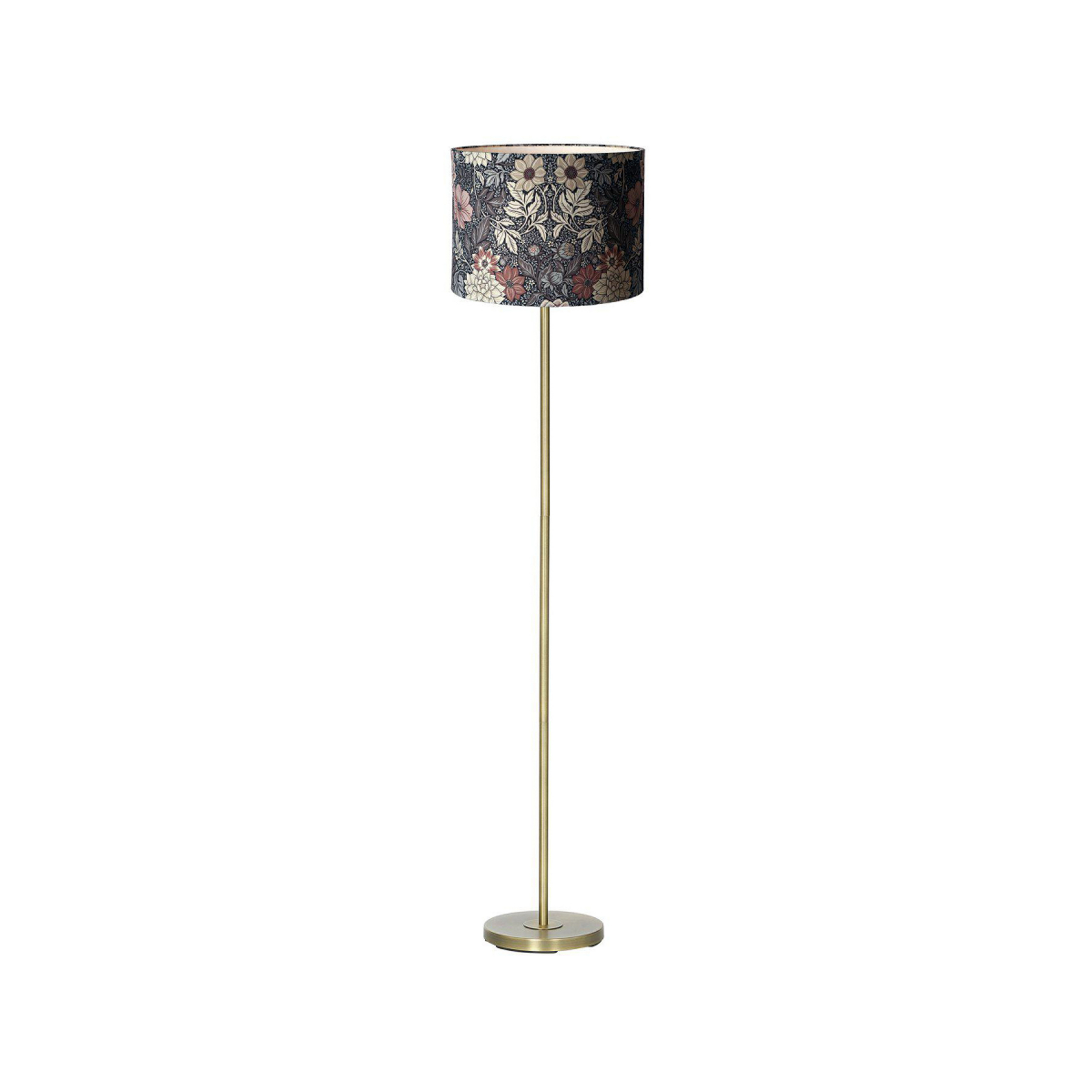 Lampe sur pied Amy, Dahlia marron/doré, hauteur 150 cm, textile, E27