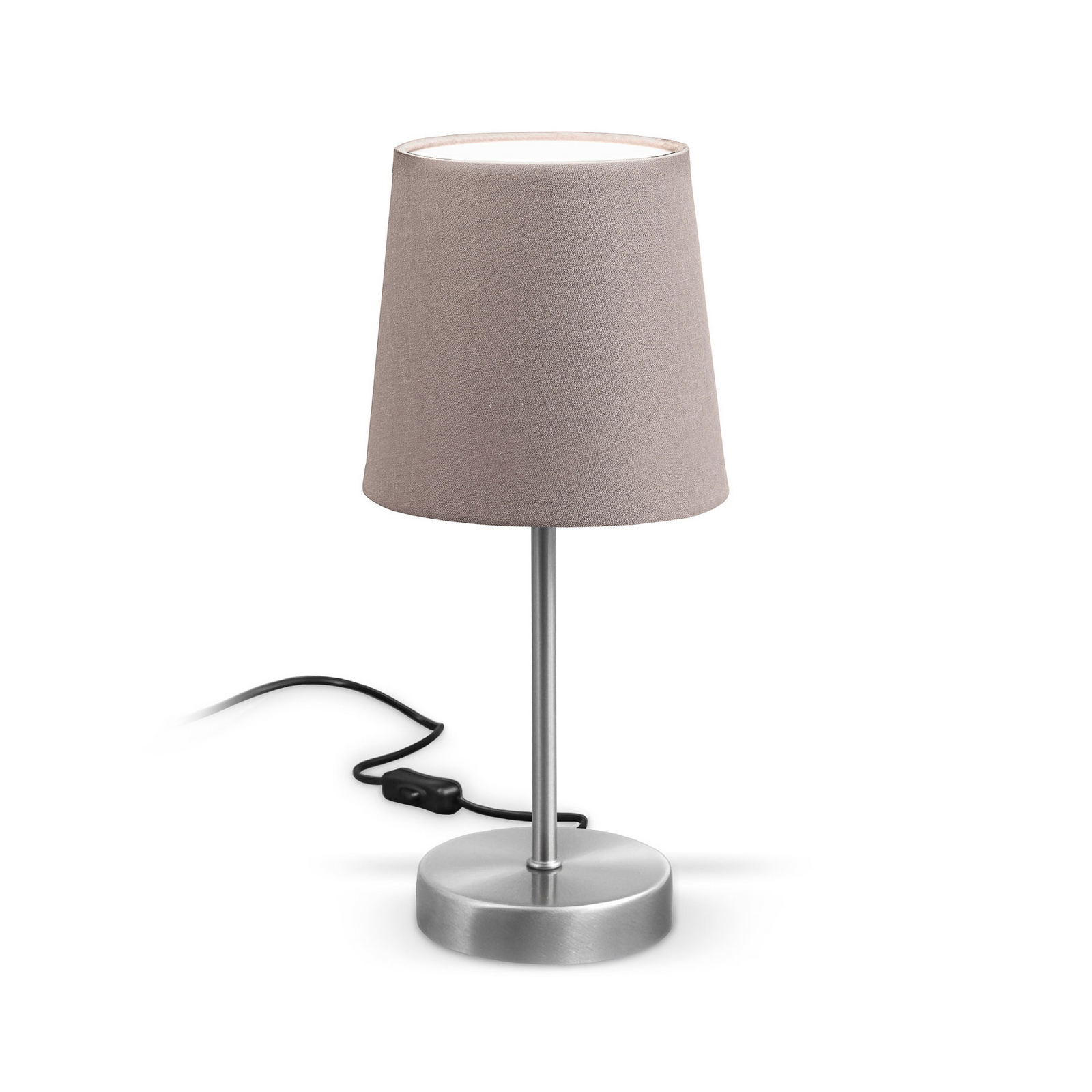 Stolní lampa Kaneo, taupe, výška 30,8 cm, kov, textil, E14 Stolní lampa Kaneo, taupe, výška 30,8 cm, kov, textil, E14