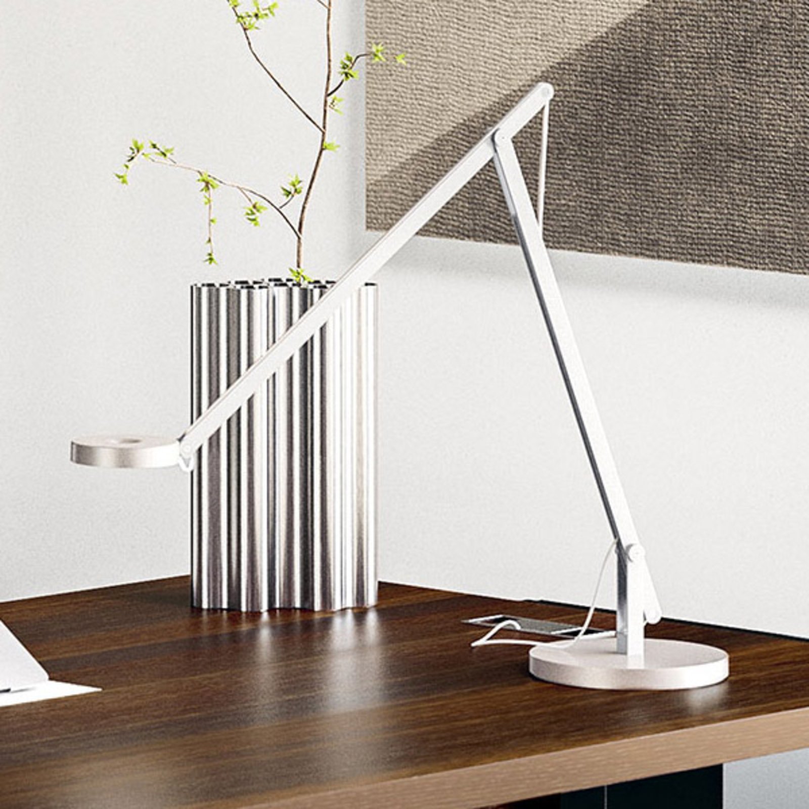 String T1 Stolní Lampa DTW Matt Bílá/Stříbrná - Rotaliana