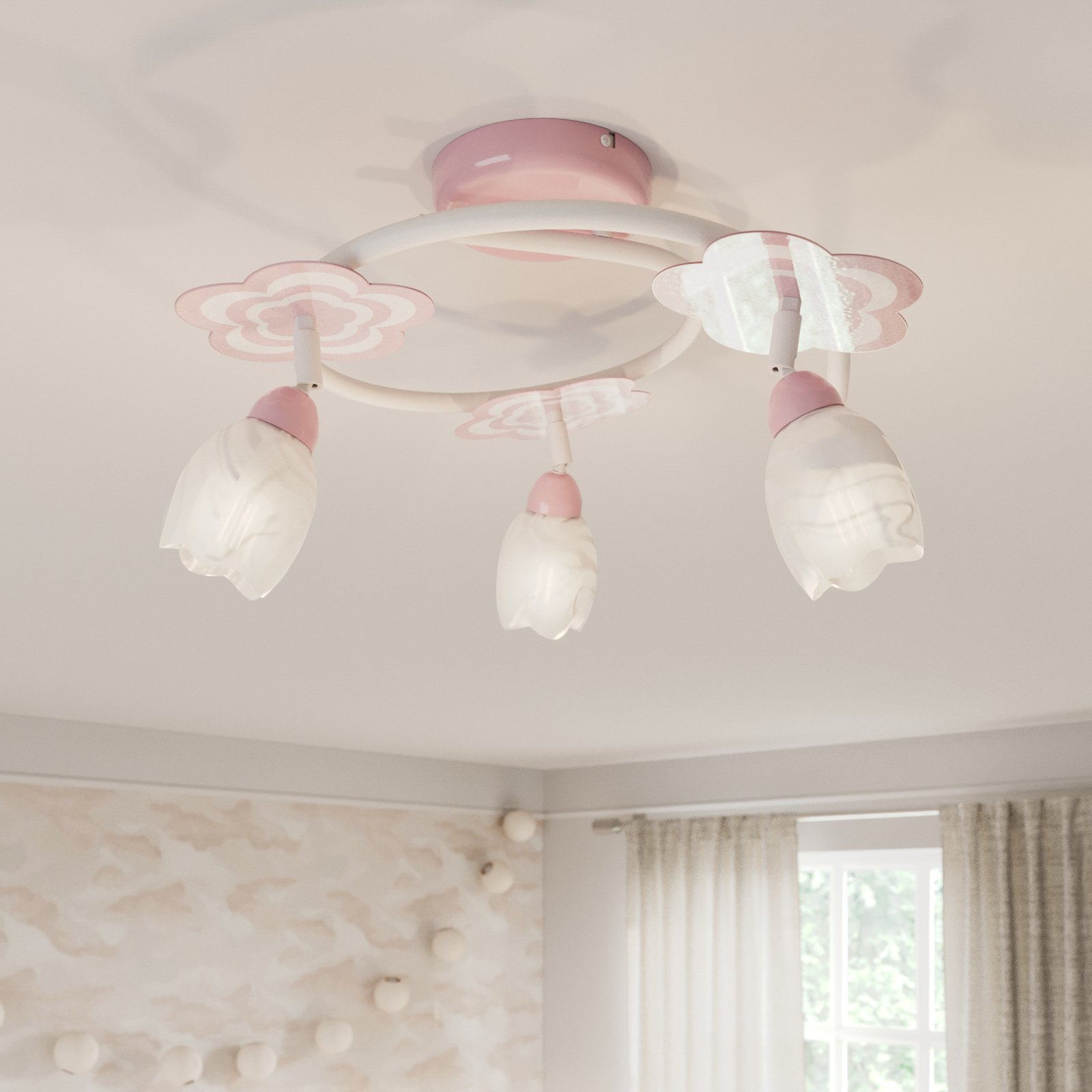 Mailin children's ceiling light in pink round