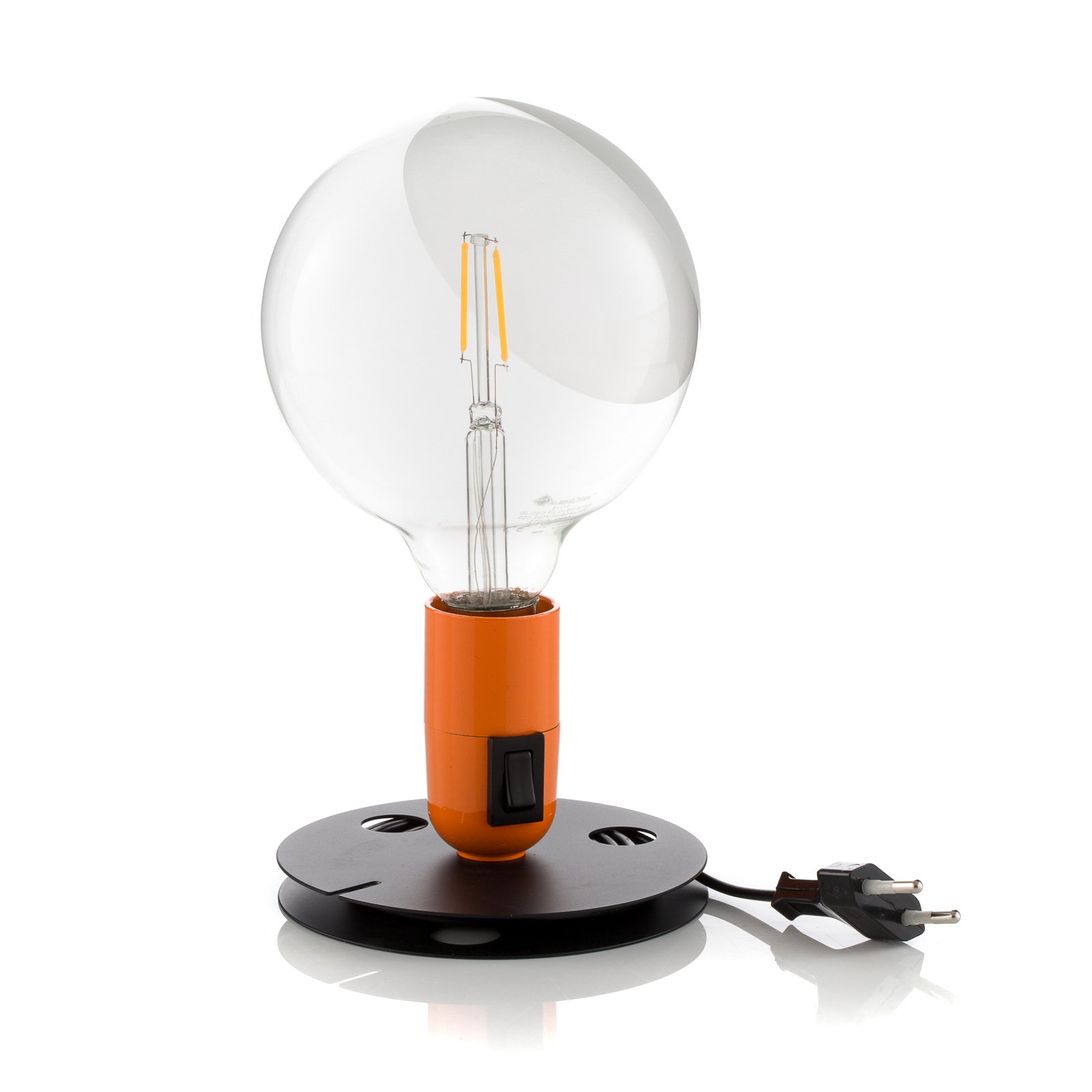 FLOS Lampadina lampe à poser LED orange, pied noir