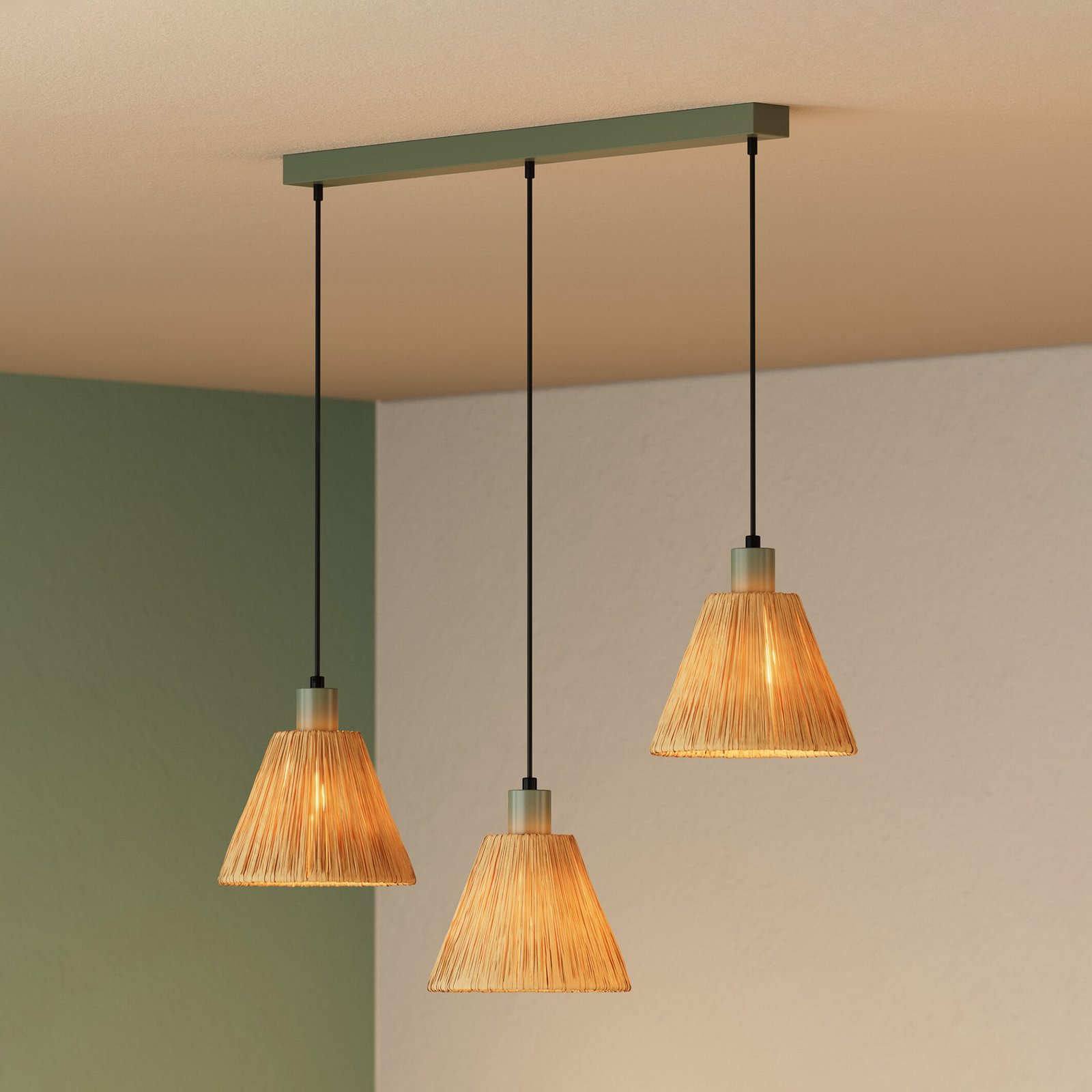 Suspension OSRAM Decor Raffia, à 3 lampes, raphia, naturel