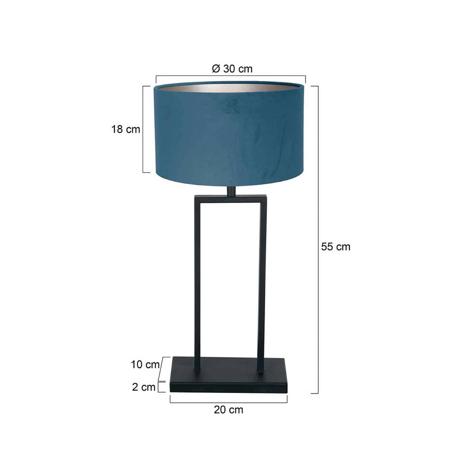 Steinhauer Lampe à poser Stang 3862ZW, noir/velours bleu, H. 55 cm