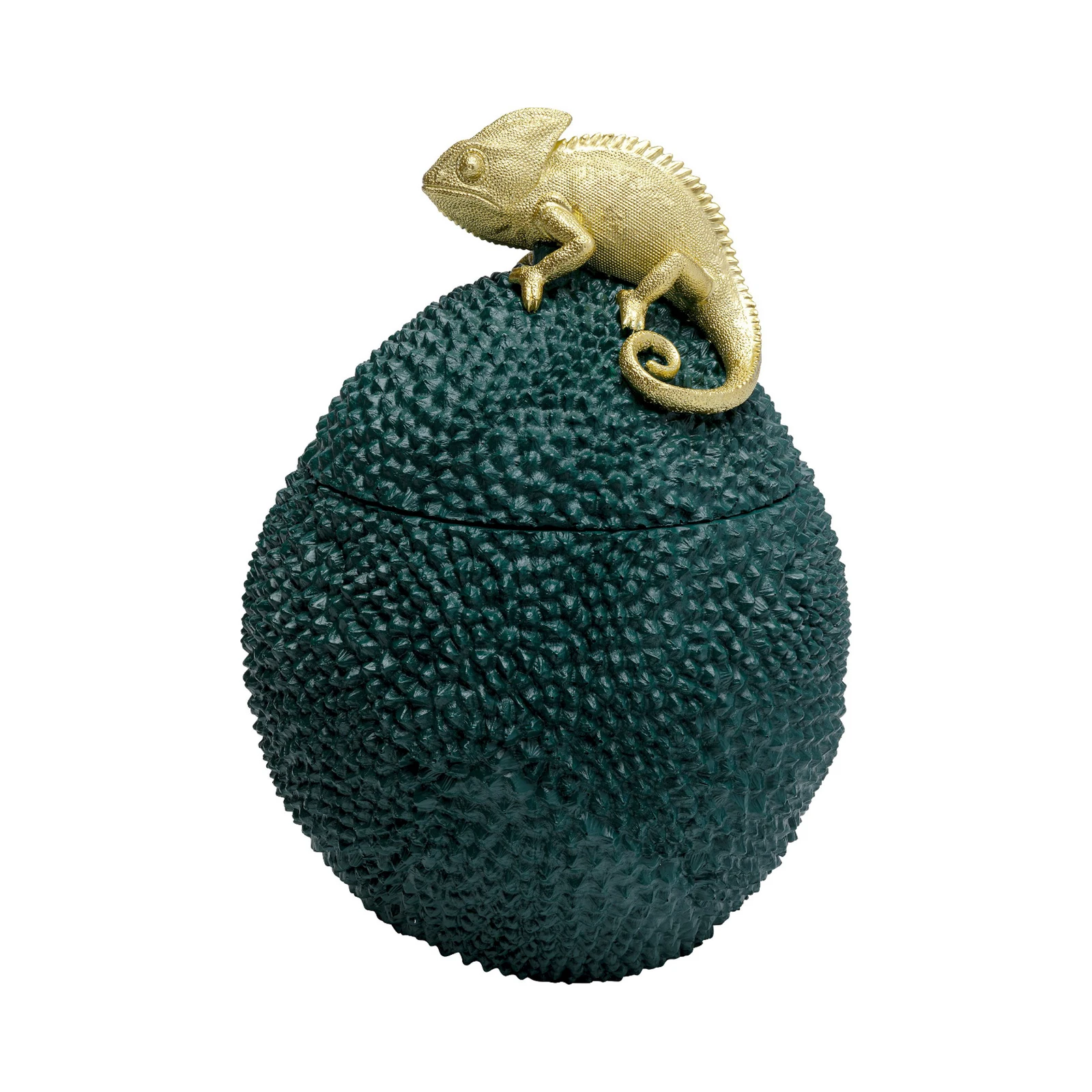 KARE decoratieve doos Kameleon, hoogte 34 cm, donkergroen, goud