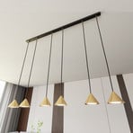 Elit pendant light, 6-bulb, gold-coloured, metal