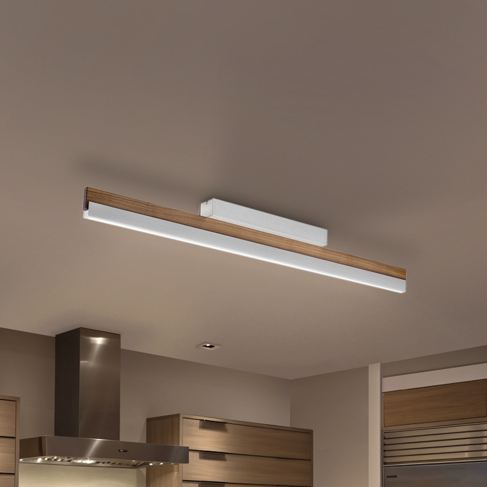 Quitani LED ceiling light Keijo, nickel/walnut