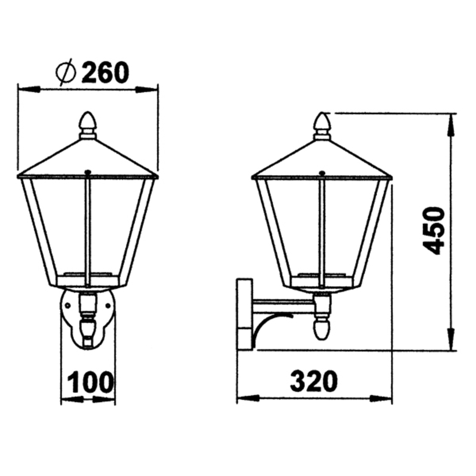 Stylish outdoor wall light 668, black