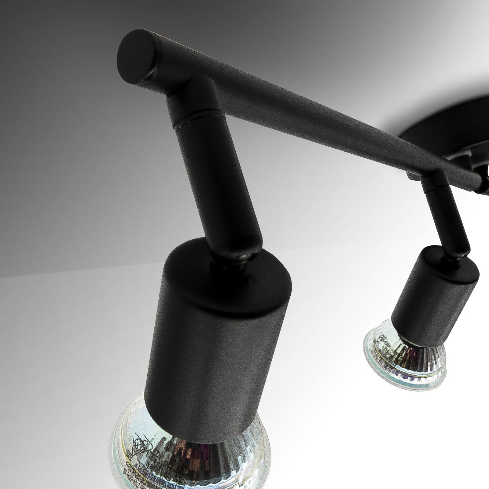 Plafondlamp Jade, zwart, 4-lamps, GU10 LED, 3.000 K