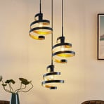 Lindby Colten lampă suspendată, Ø 50 cm, 3 becuri, negru, auriu