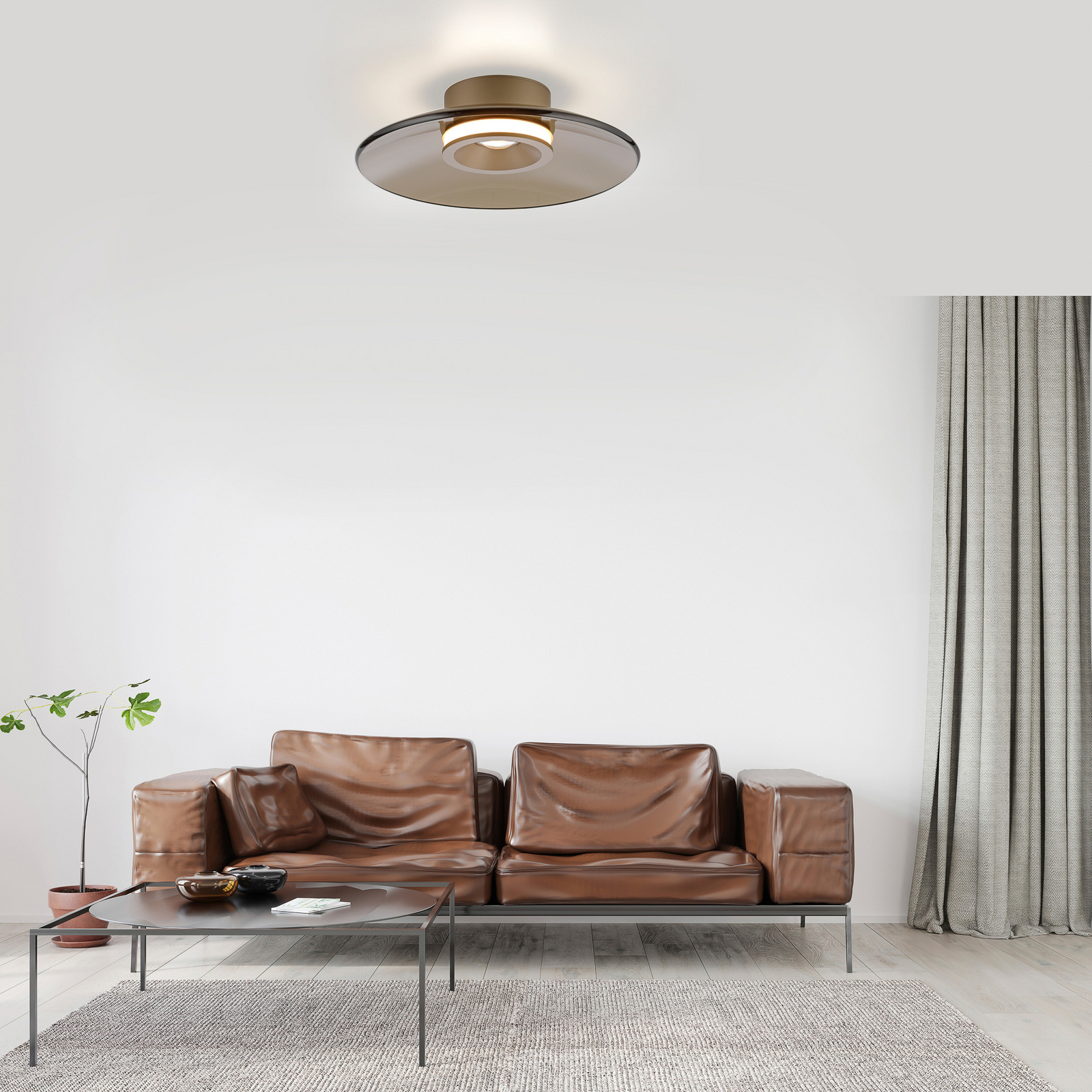 Moon LED-Deckenlampe bronce Ø32cm, Amberglas (dunkel) - PURE