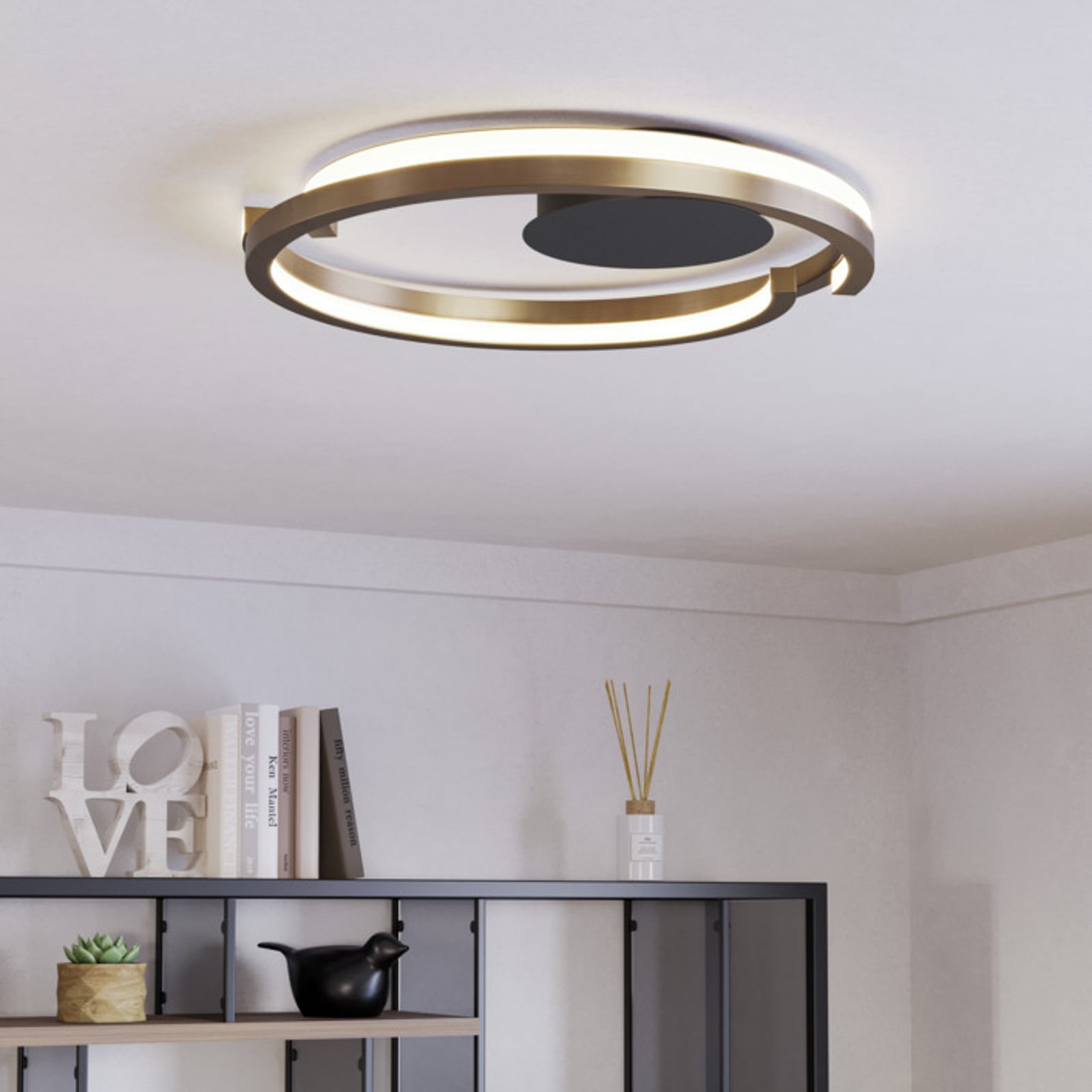 Candeeiro de teto LED EGLO MEZZOMONTE, bronze, Ø 48 cm, CCT Candeeiro de teto LED EGLO MEZZOMONTE, bronze, Ø 48 cm, CCT