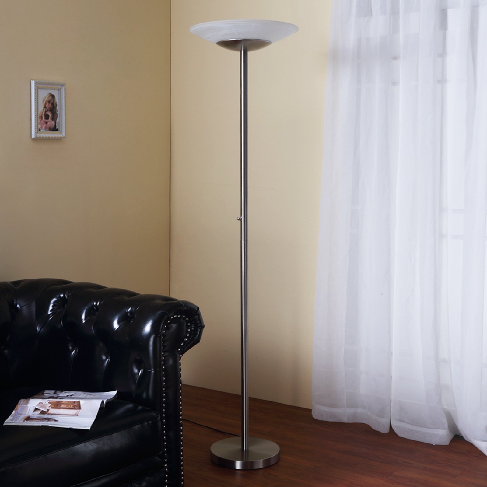 Ragna Floor Lamp White/Nickel - Lindby