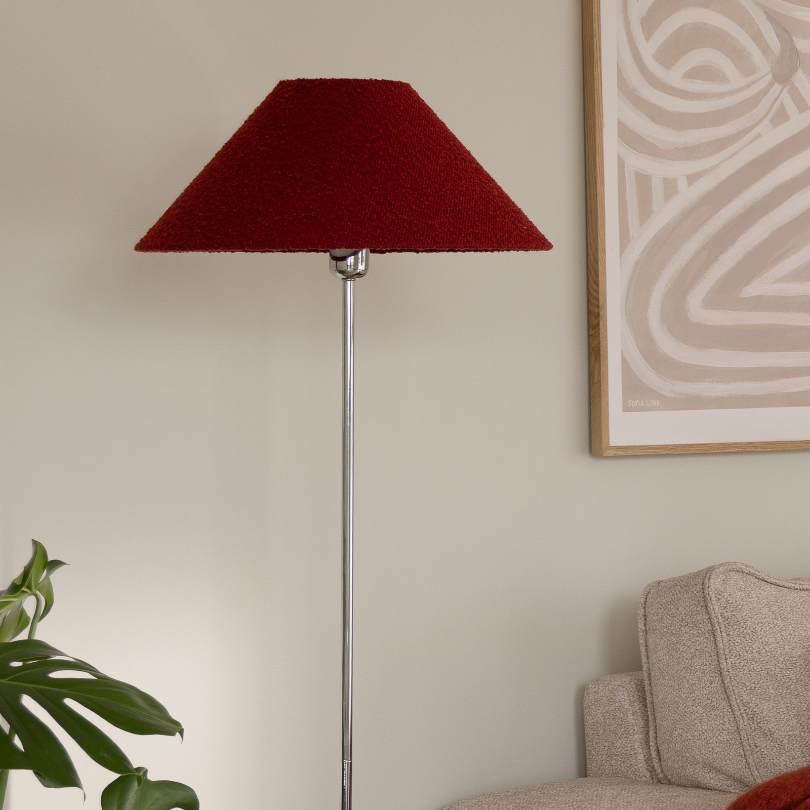 Iris Stehleuchte rot/chrome Textil Ø 45 cm - Globen Lighting Iris Stehleuchte rot/chrome Textil Ø 45 cm - Globen Lighting