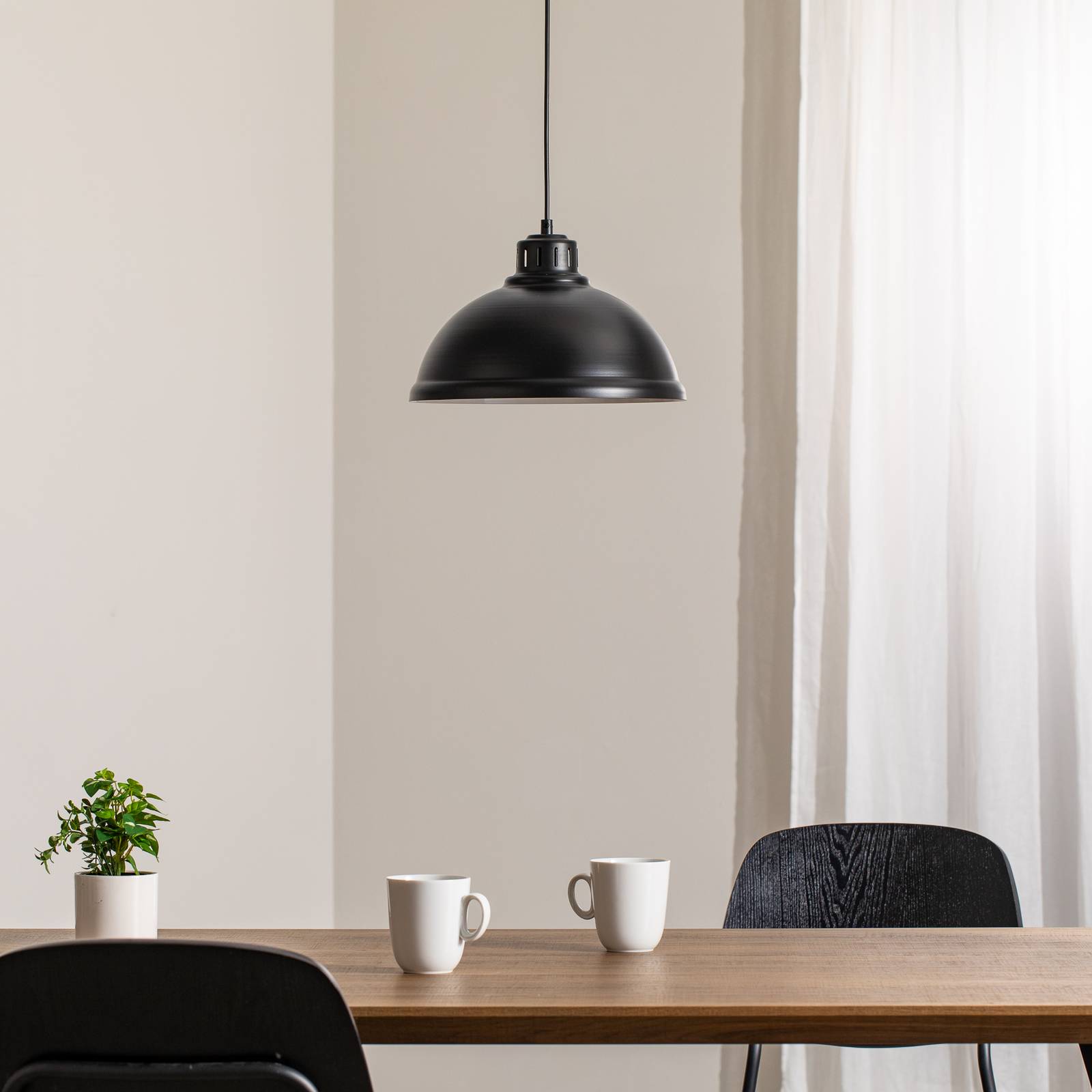 Duża lampa wisząca Sven, 1-punktowa, czarna, stal, E27