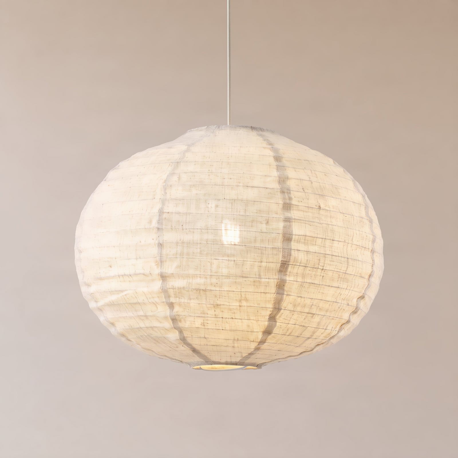 Lampă suspendată Lindby „Autumn”, bej, Ø 40 cm, pânză, formă de bilă Lampă suspendată Lindby „Autumn”, bej, Ø 40 cm, pânză, formă de bilă