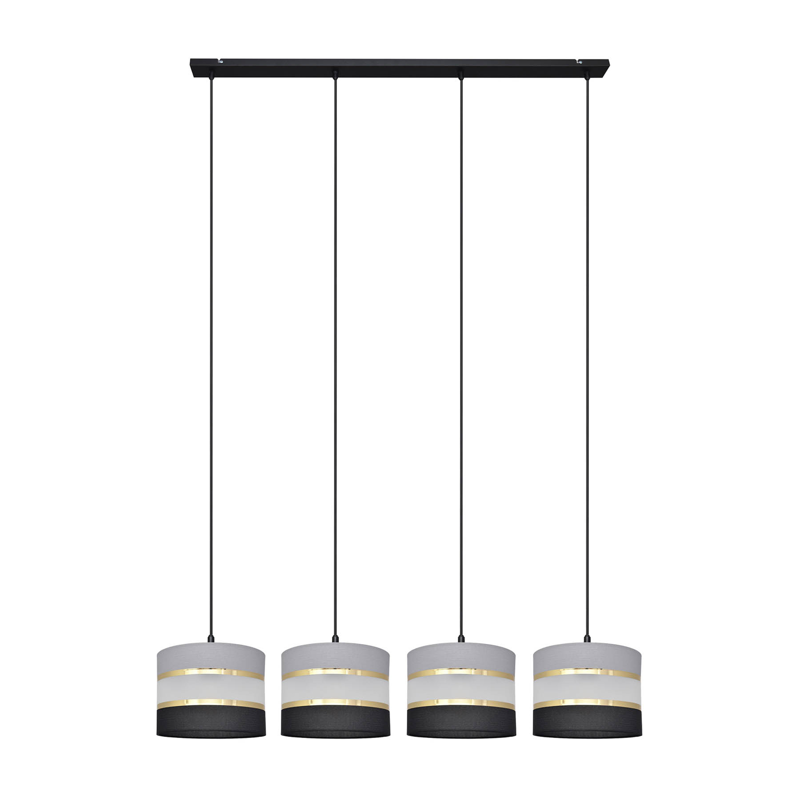 Suspension Helen linéaire grise-noire-dorée 4 l