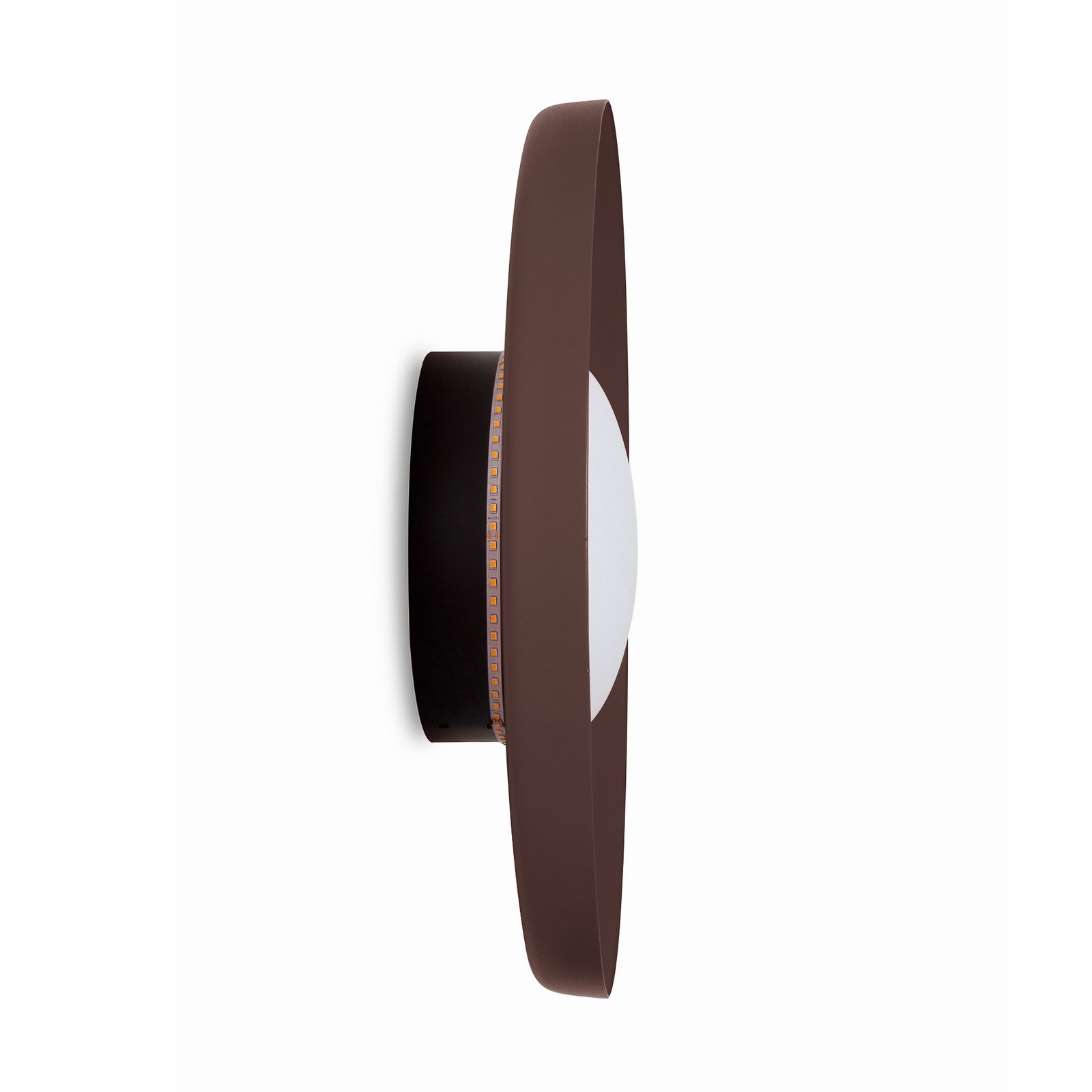 Lindby LED wall light Waves, metal, brown, round, Ø 43 cm