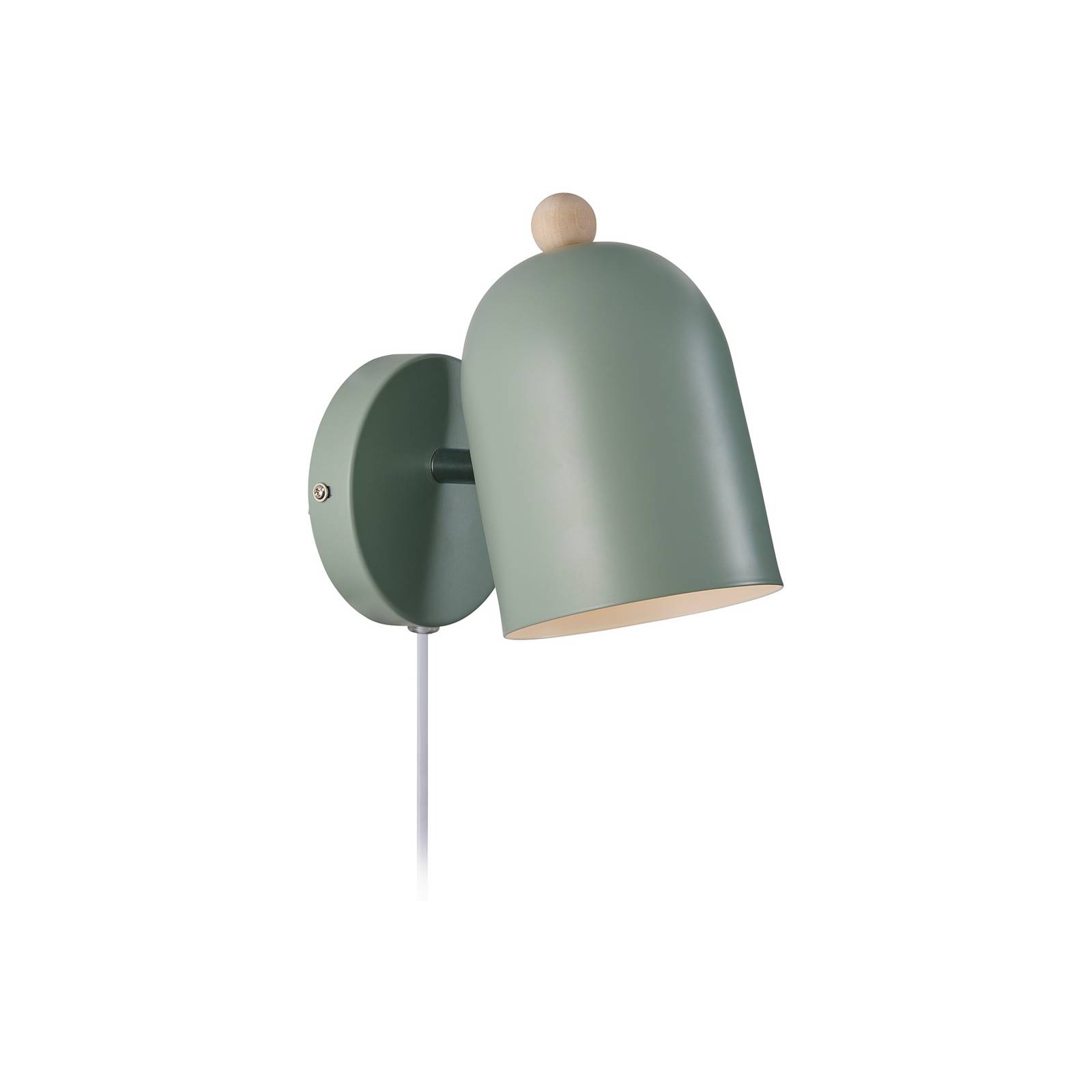 Wandleuchte Gaston mit Kabel und Stecker, Metall, grün