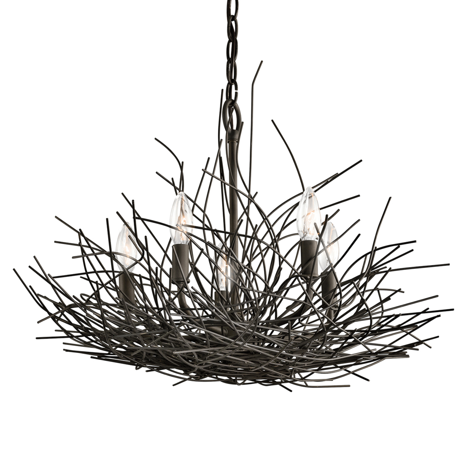 KICHLER Original five-bulb chandelier Organique, for Living / Dining Room, metal, E14, 60 W, energy efficiency: A++, H: 42.5 cm