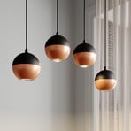 Pendant light Midnight, black/copper 4-bulb long