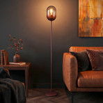 Stojacia lampa Lequile, hnedá, sklo, kov, E27, výška 140 cm
