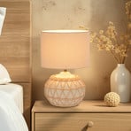 Tischlampe Cyclades, elfenbein/beige, 35 cm, Leinen/Keramik