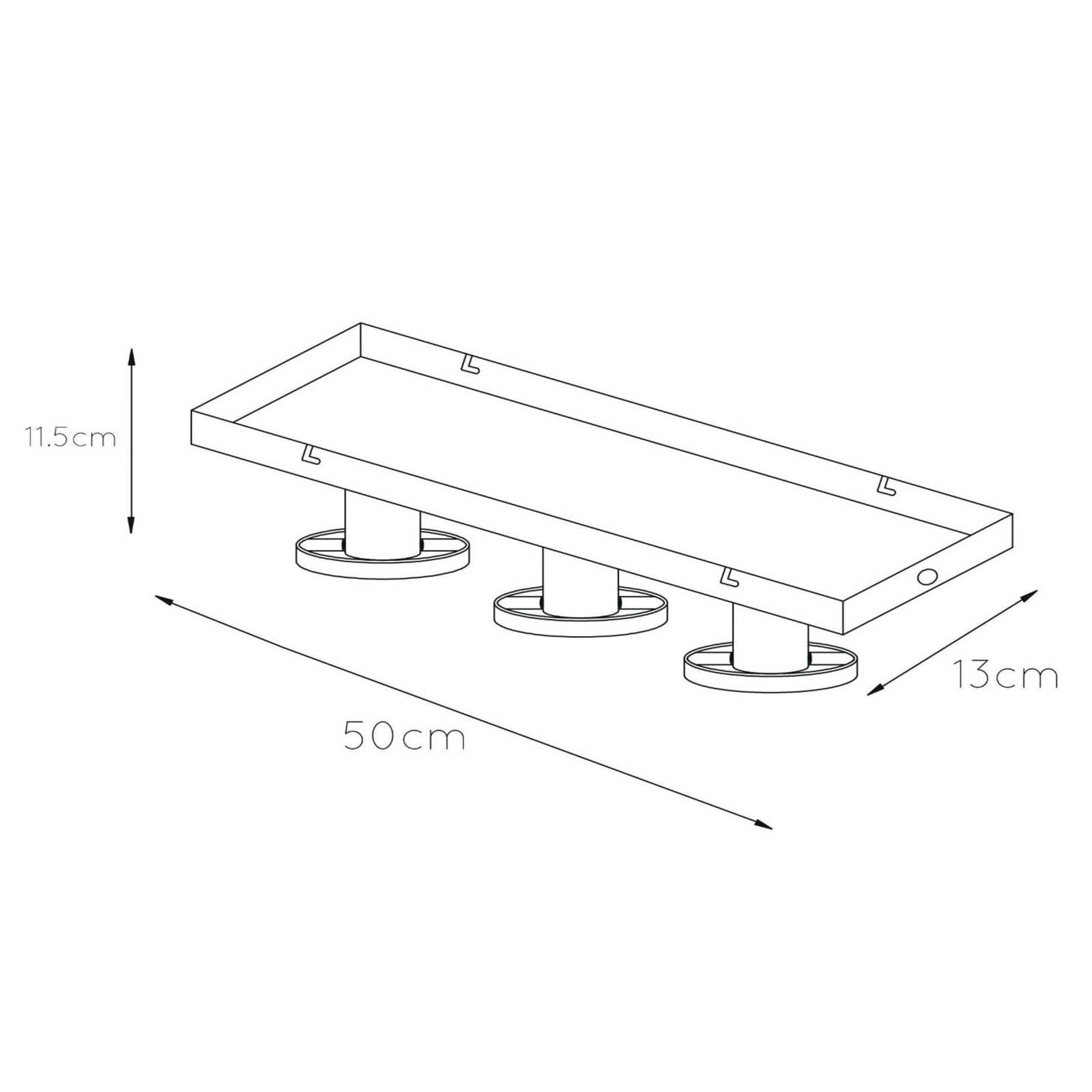 Plafonnier Anaka, à 3 lampes de forme allongée