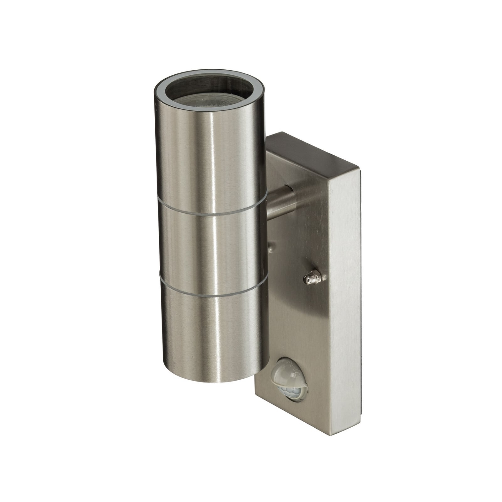 Lindby Außenwandleuchte Eyrin, Höhe 22 cm, Edelstahl, Sensor