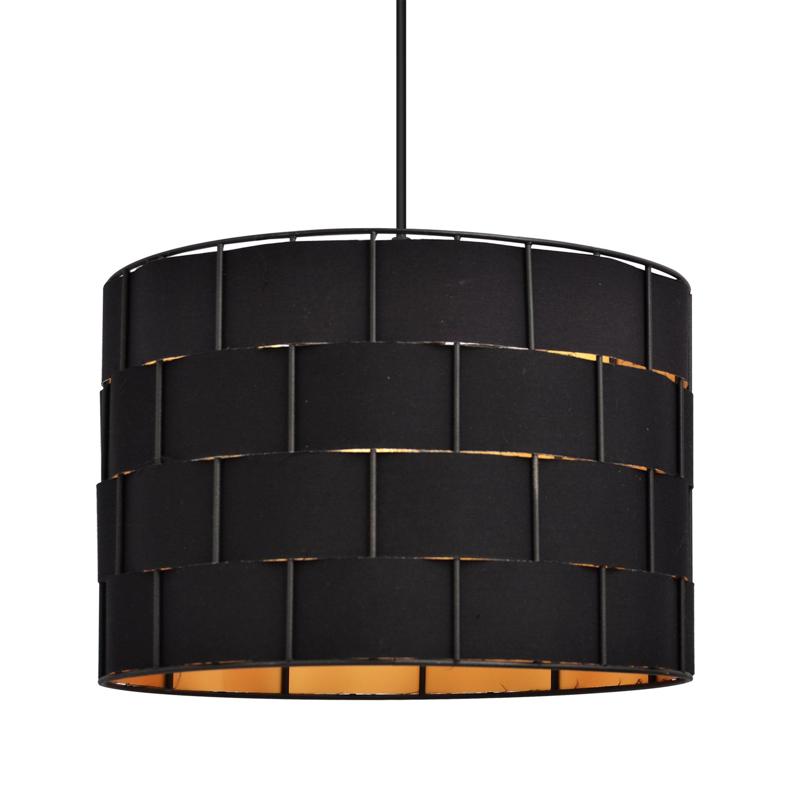 Lampă suspendată Atlanta, negru, Ø 30 cm, textil, E27