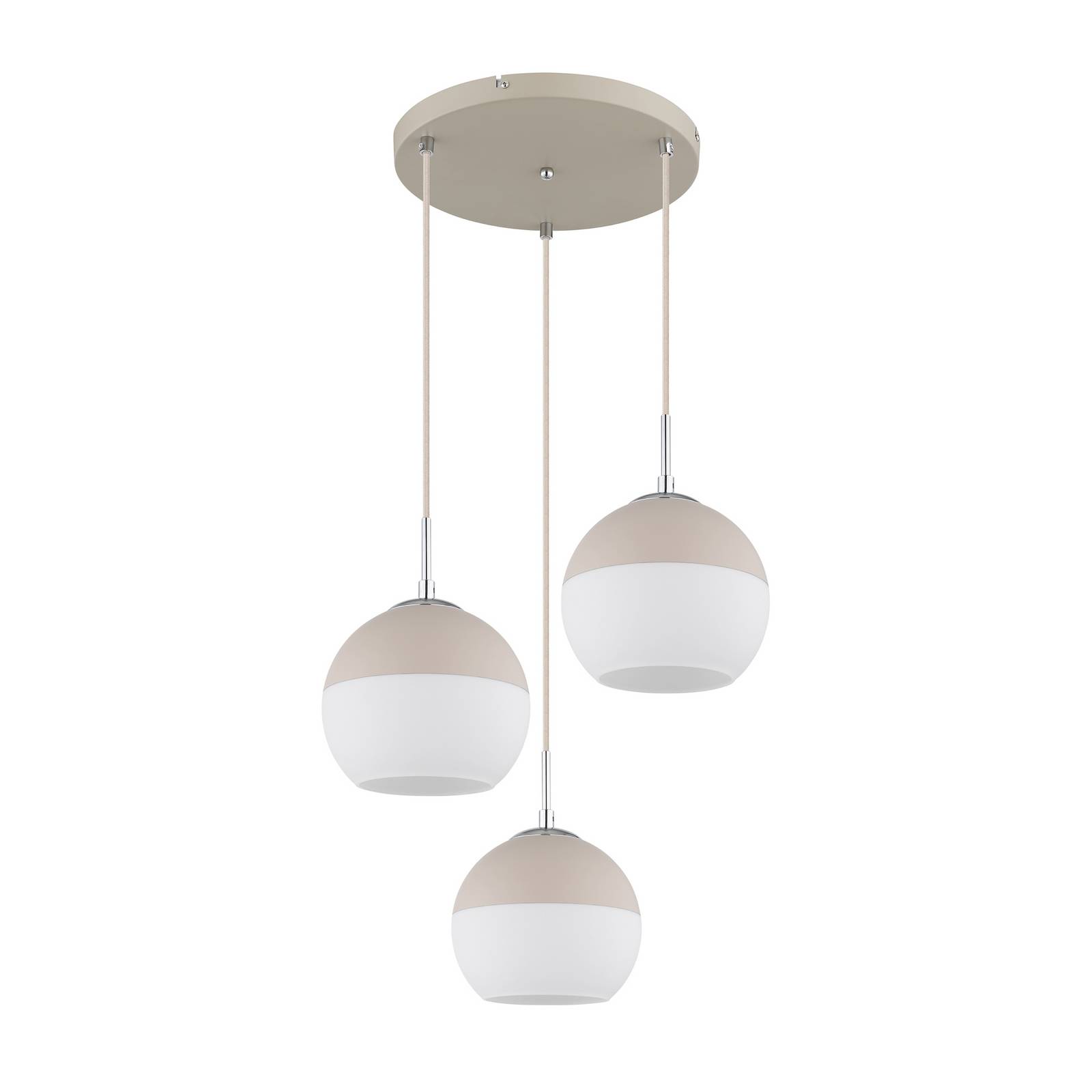 Hängeleuchte Ragusa, Ø 42 cm sand/weiß, Metall/Glas, 3-flg.