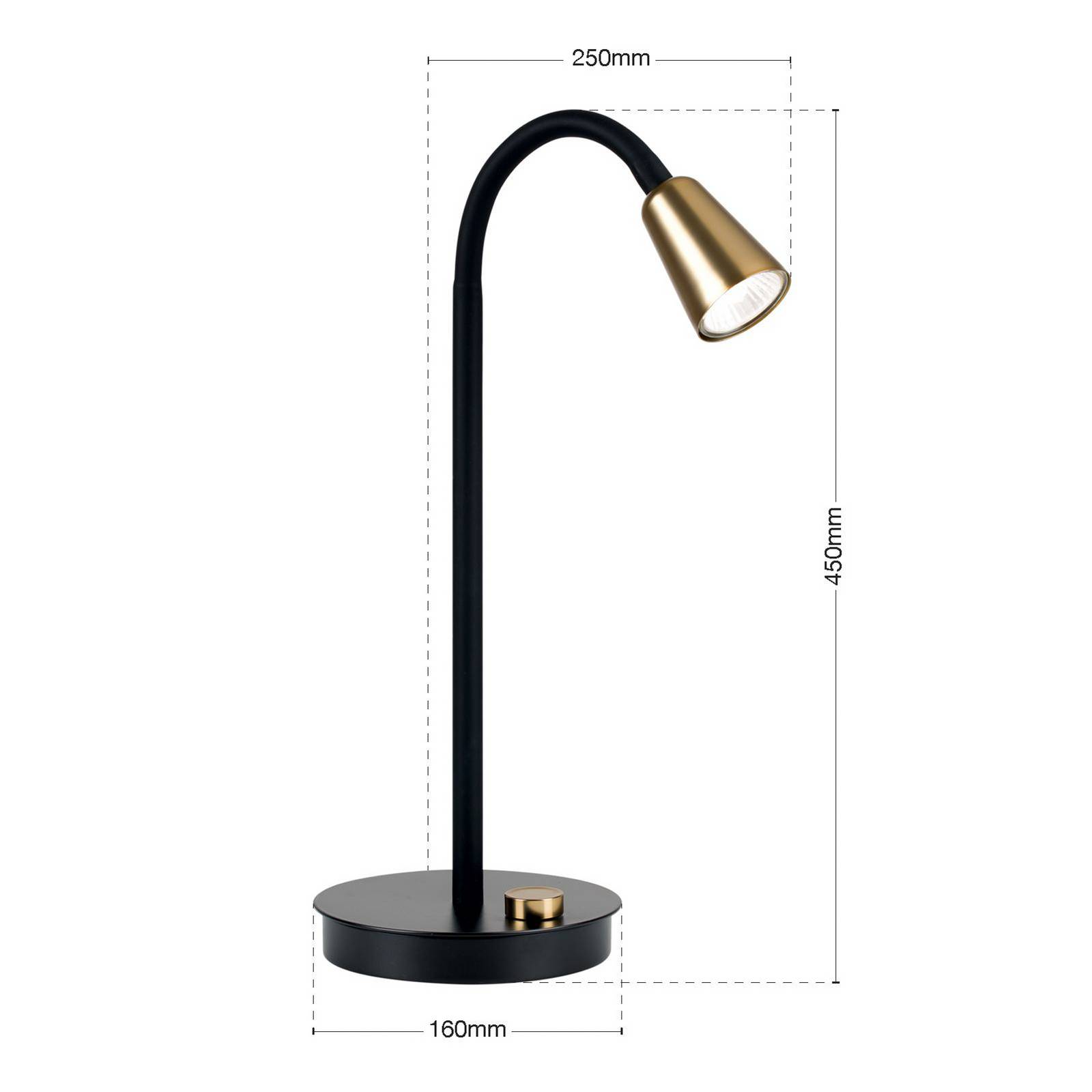 Tischleuchte Dotty, messing, Höhe 45 cm, Fuß, Dimmer, GU10 günstig online kaufen