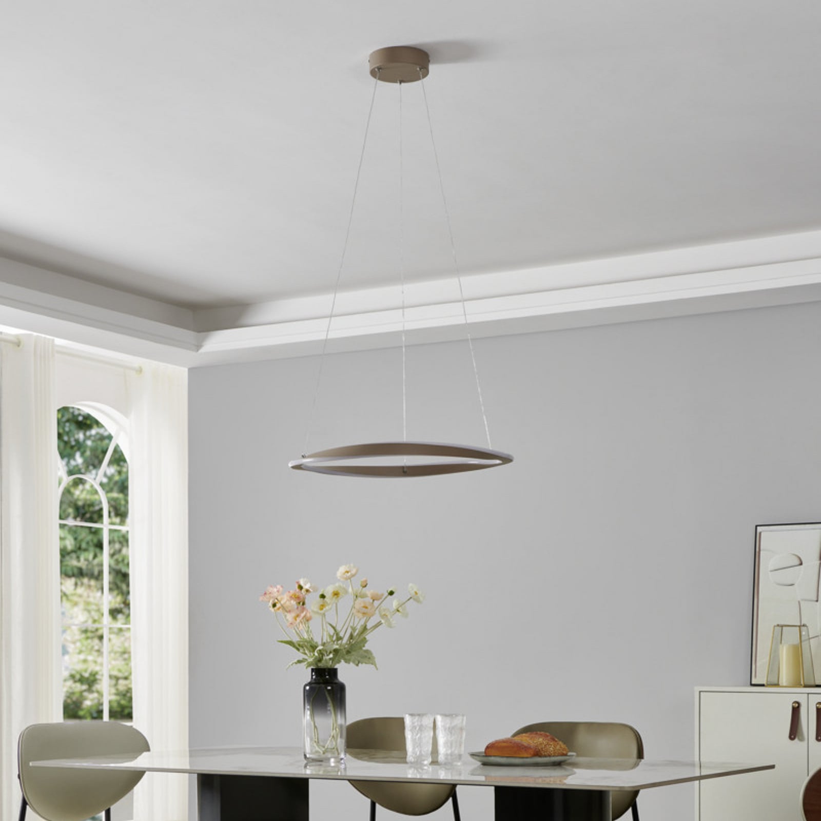 EGLO LED hanglamp CAMEROTA, beige, Ø 57 cm, afstandsbediening EGLO LED hanglamp CAMEROTA, beige, Ø 57 cm, afstandsbediening