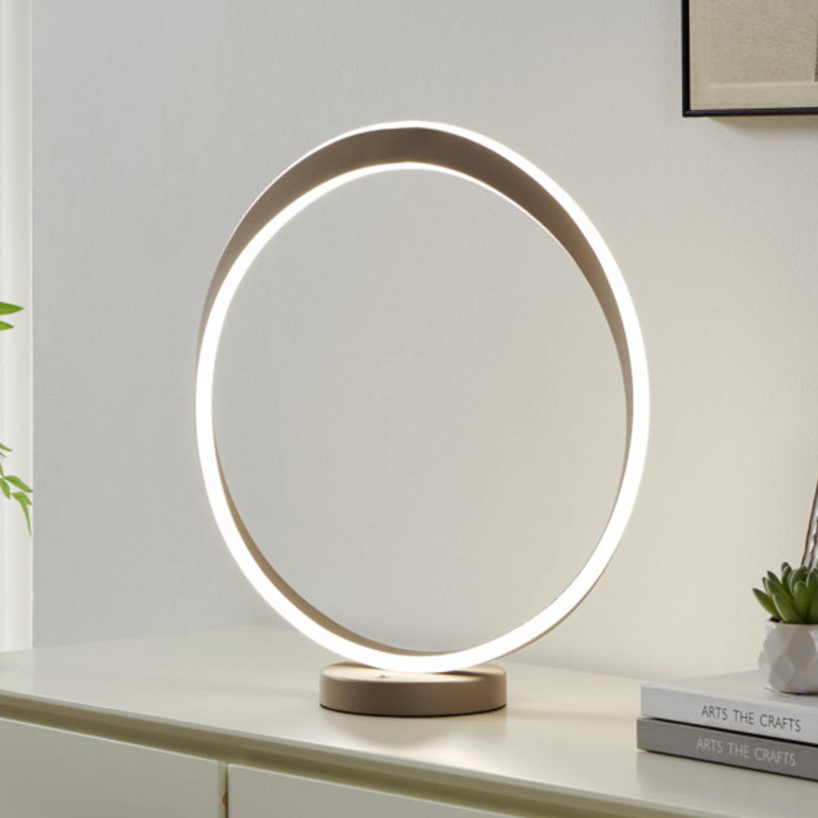 Lampa stołowa LED EGLO CAMEROTA, beżowa, wysokość 44 cm, CCT, ściemniana