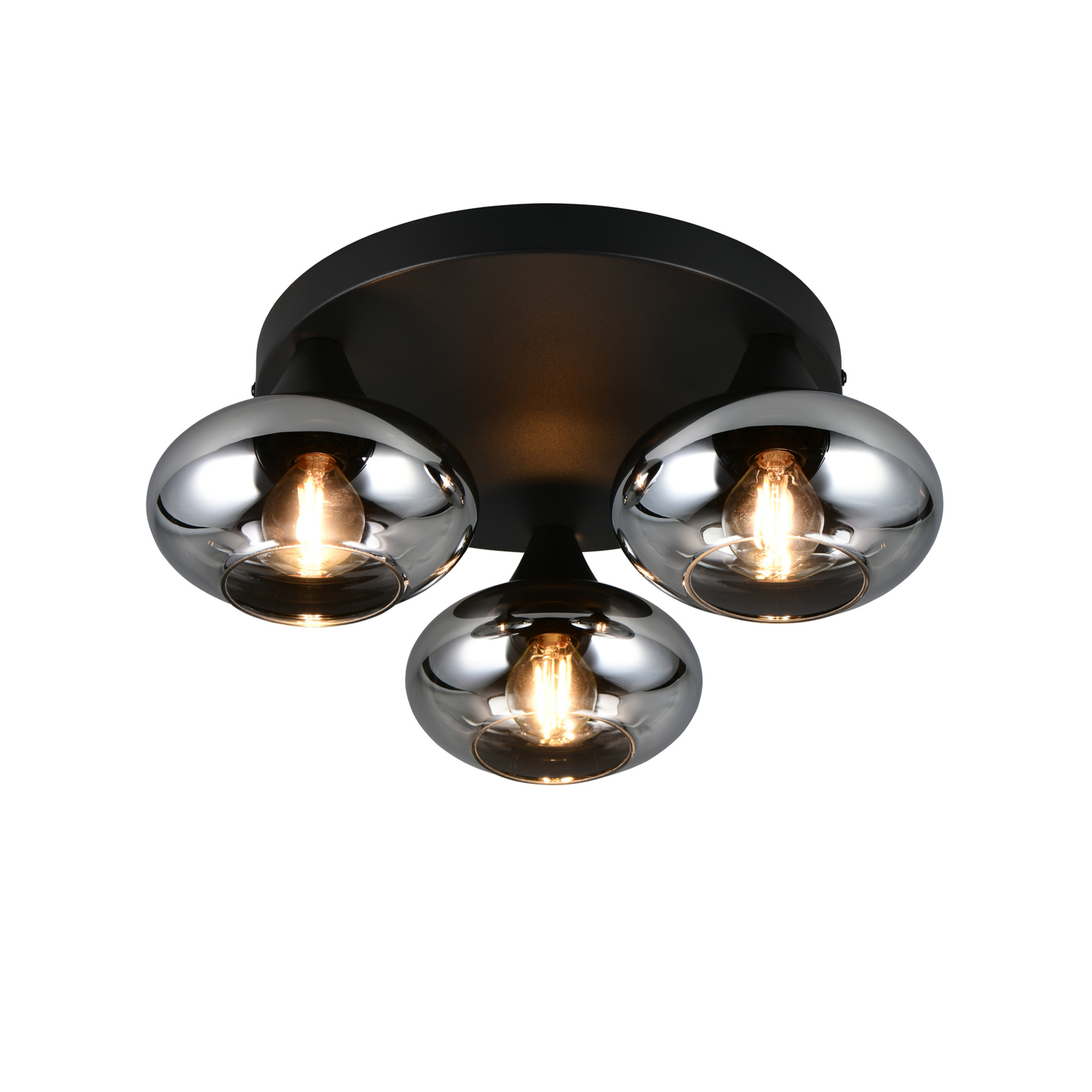 Deckenleuchte Divina, rauchfarbig, Ø 39 cm, 3-flammig, Glas