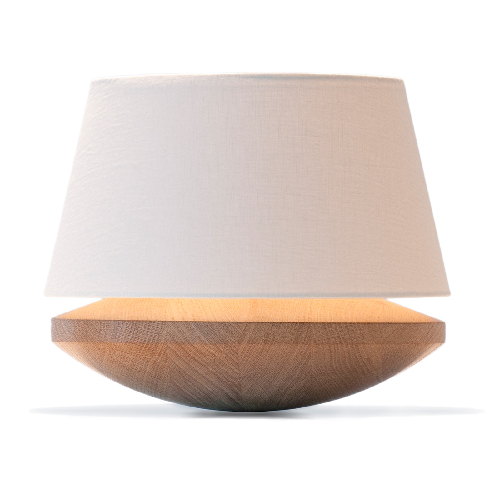 Domus Kjell - table lamp with linen lampshade, cream, for Bedroom, oak, linen, E27, 70 W, energy efficiency: A++, H: 25.5 cm