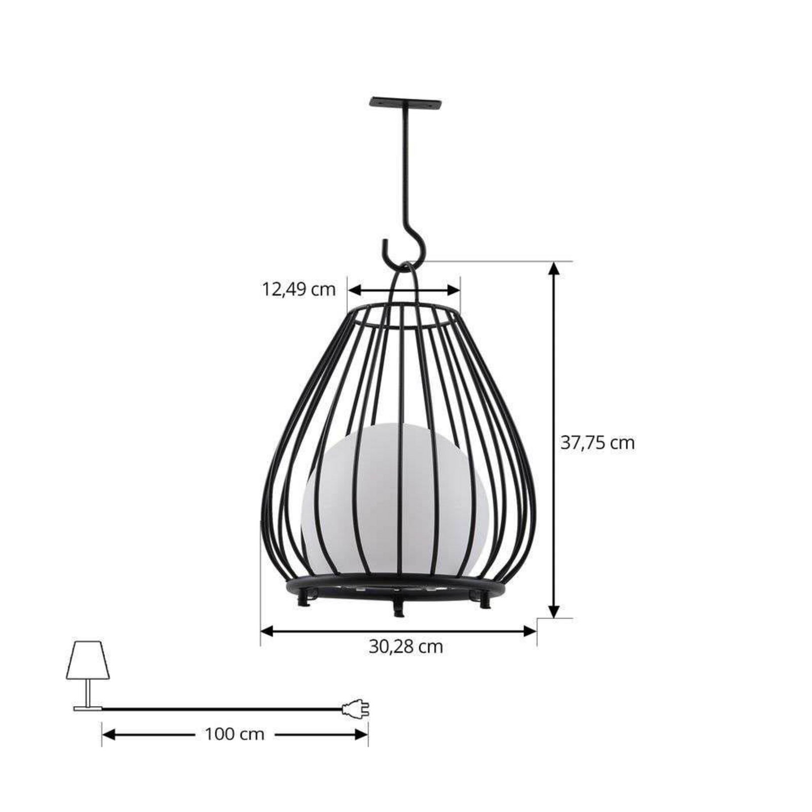 Kelda Portable Célula solar Lámpara de Sobremesa Negro - Lindby