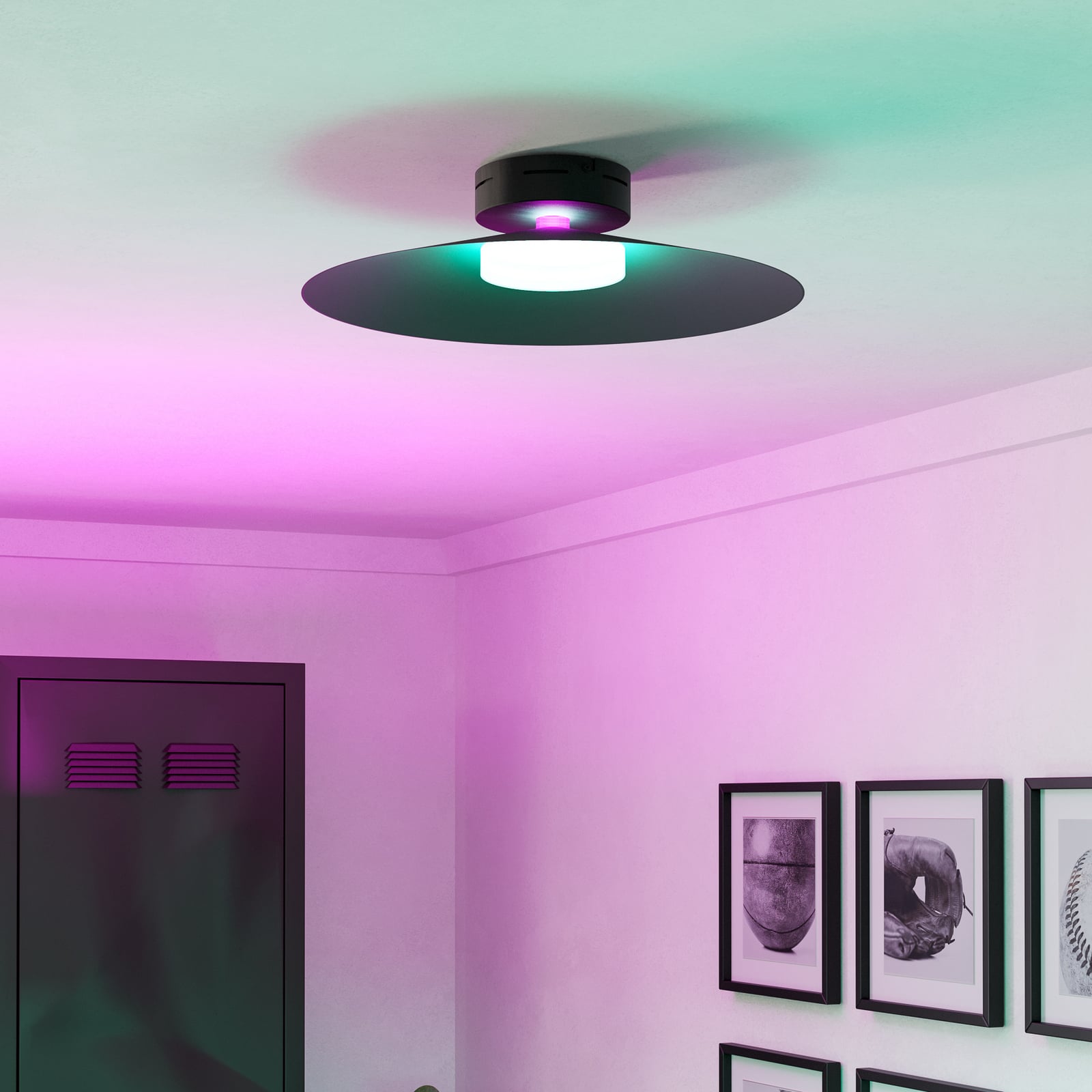 Stropné LED svetlo Conomavilla-Z, čierna Ø 45 cm CCT RGB Stropné LED svetlo Conomavilla-Z, čierna Ø 45 cm CCT RGB