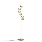 Gulvlampe Dallas, guld/brun, højde 150 cm, 6 lyskilder, dæmper