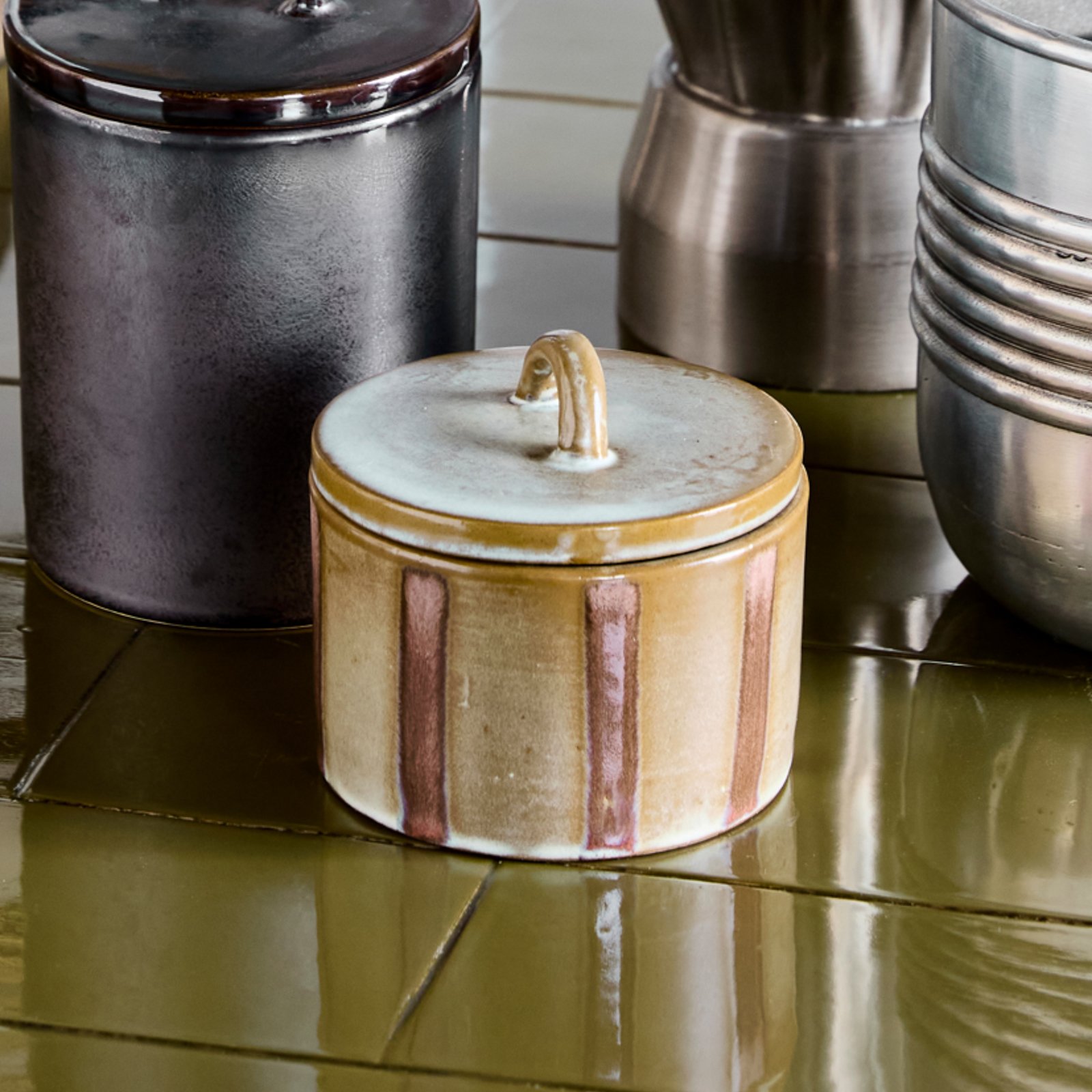 Tallic oppbevaringsboks brun svart 2-pakning - House Doctor