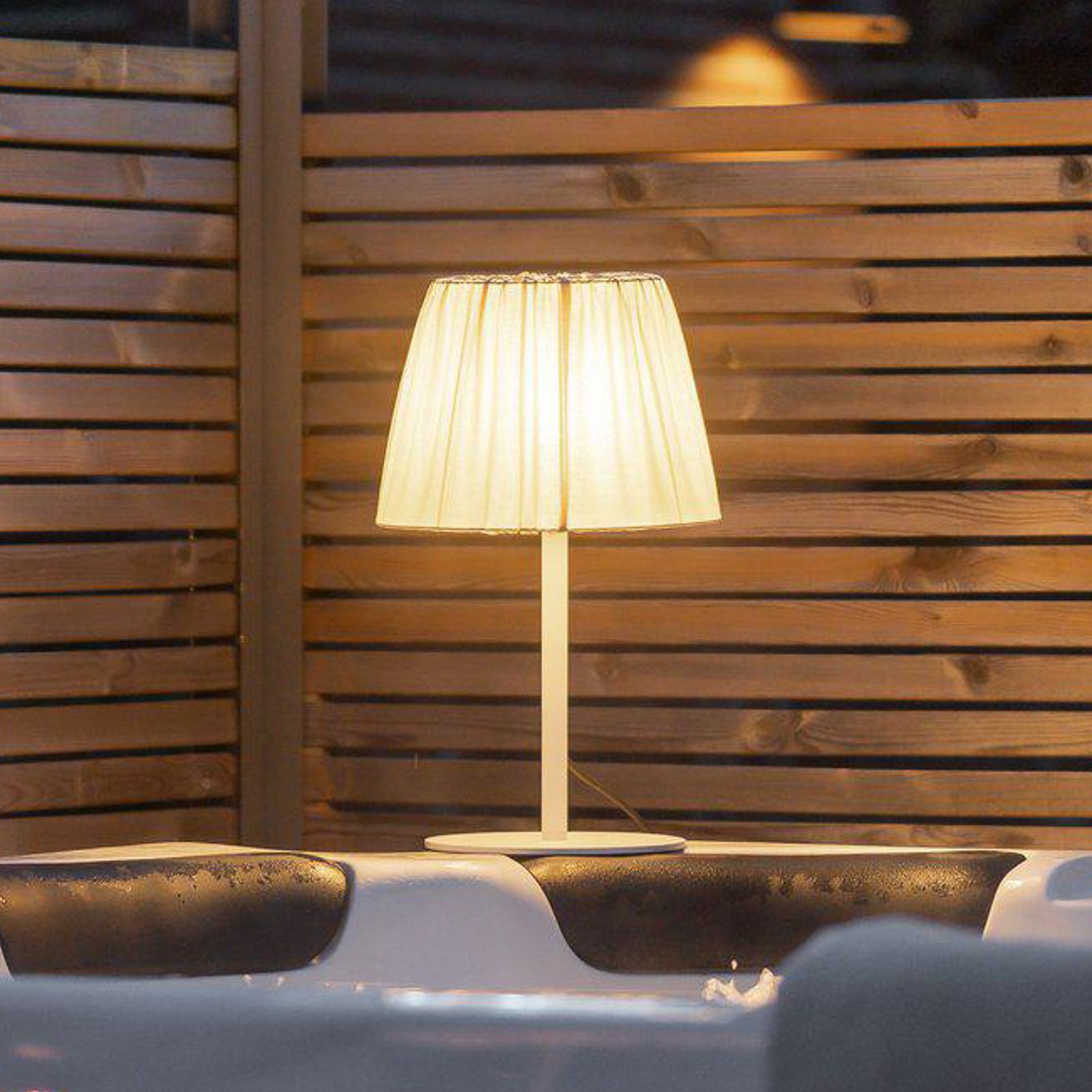 PR Home Lampe de table d'extérieur Agnar, blanc / beige, 57 cm