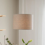 PR Home pendant light Sara, light beige, Ø 35 cm, linen textile