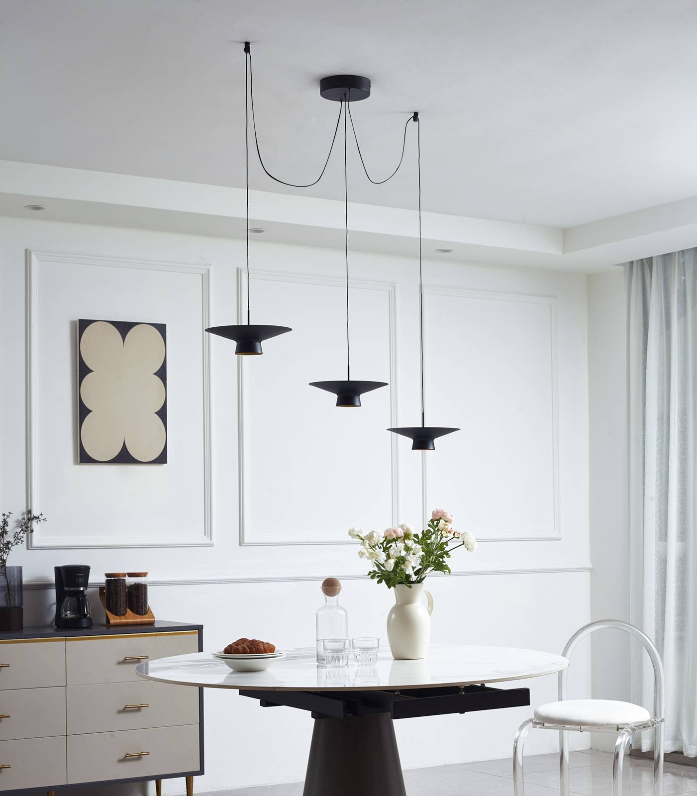 Lampa wisząca LED Norvind, 6-punktowa, czarny, metal, Lindby