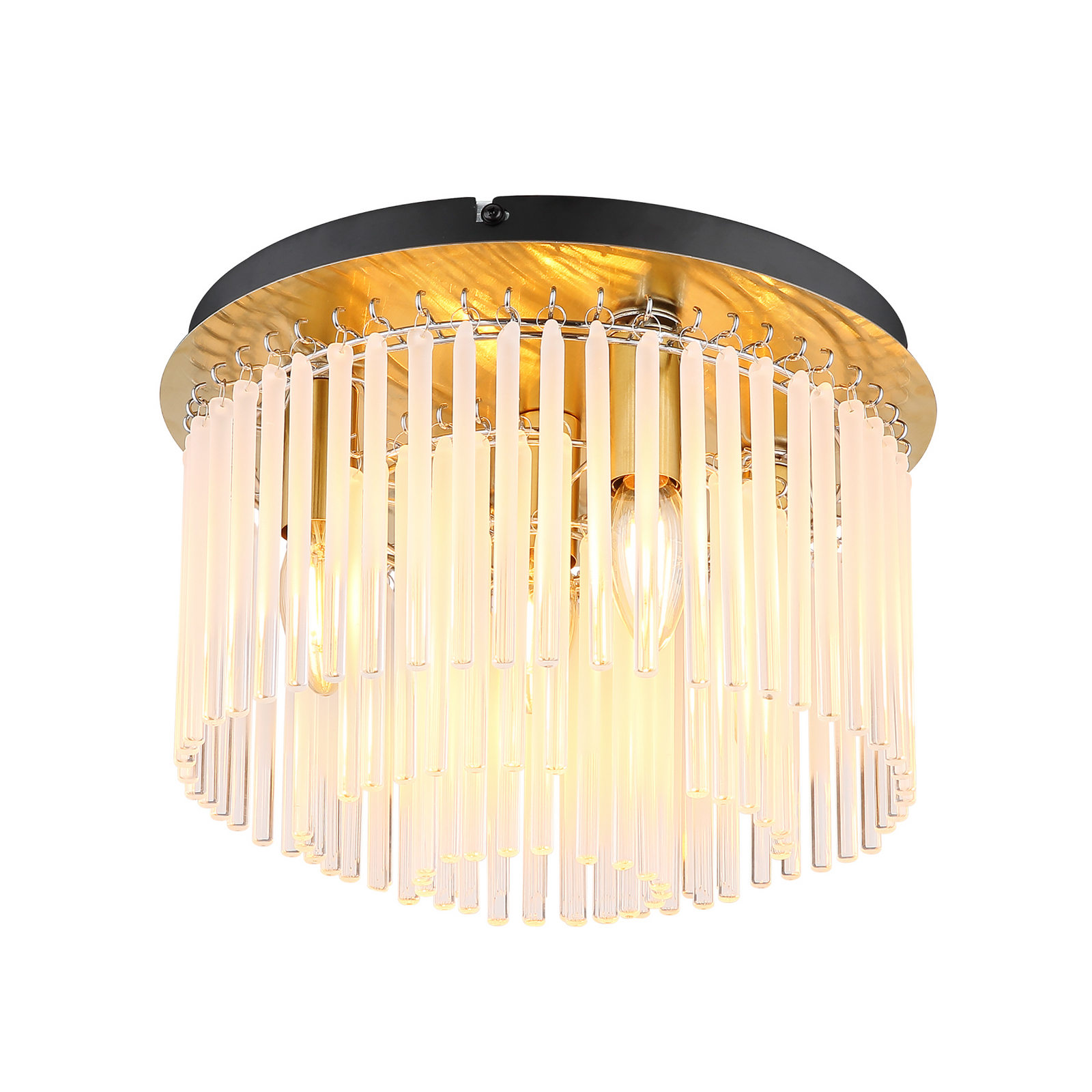 Plafondlamp Gorley, goudkleurig/opaal, Ø 32 cm, metaal/glas