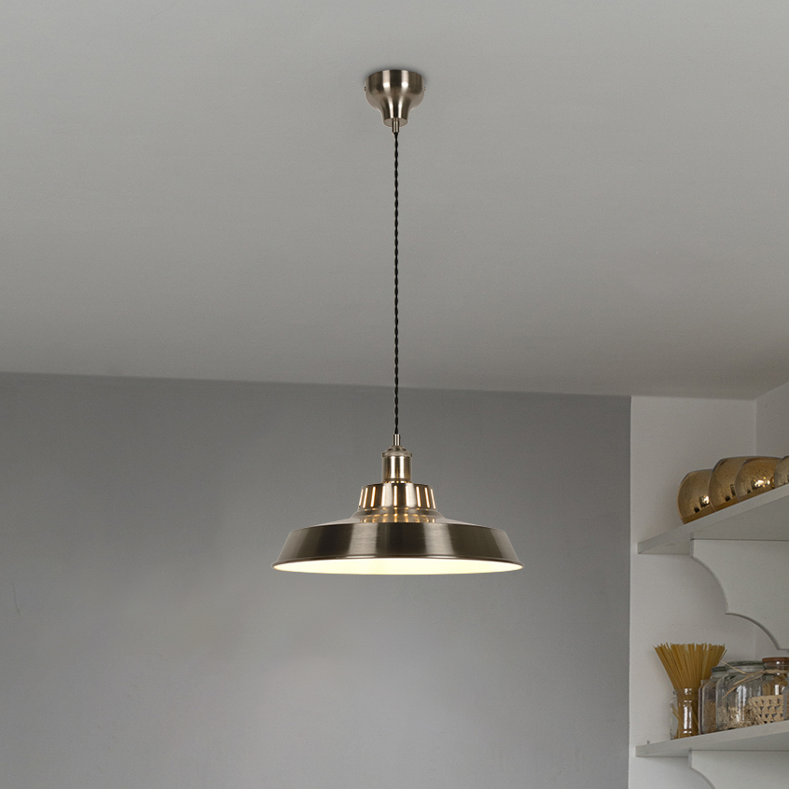 Suspension Thelma, couleur aluminium, Ø 38 cm, métal