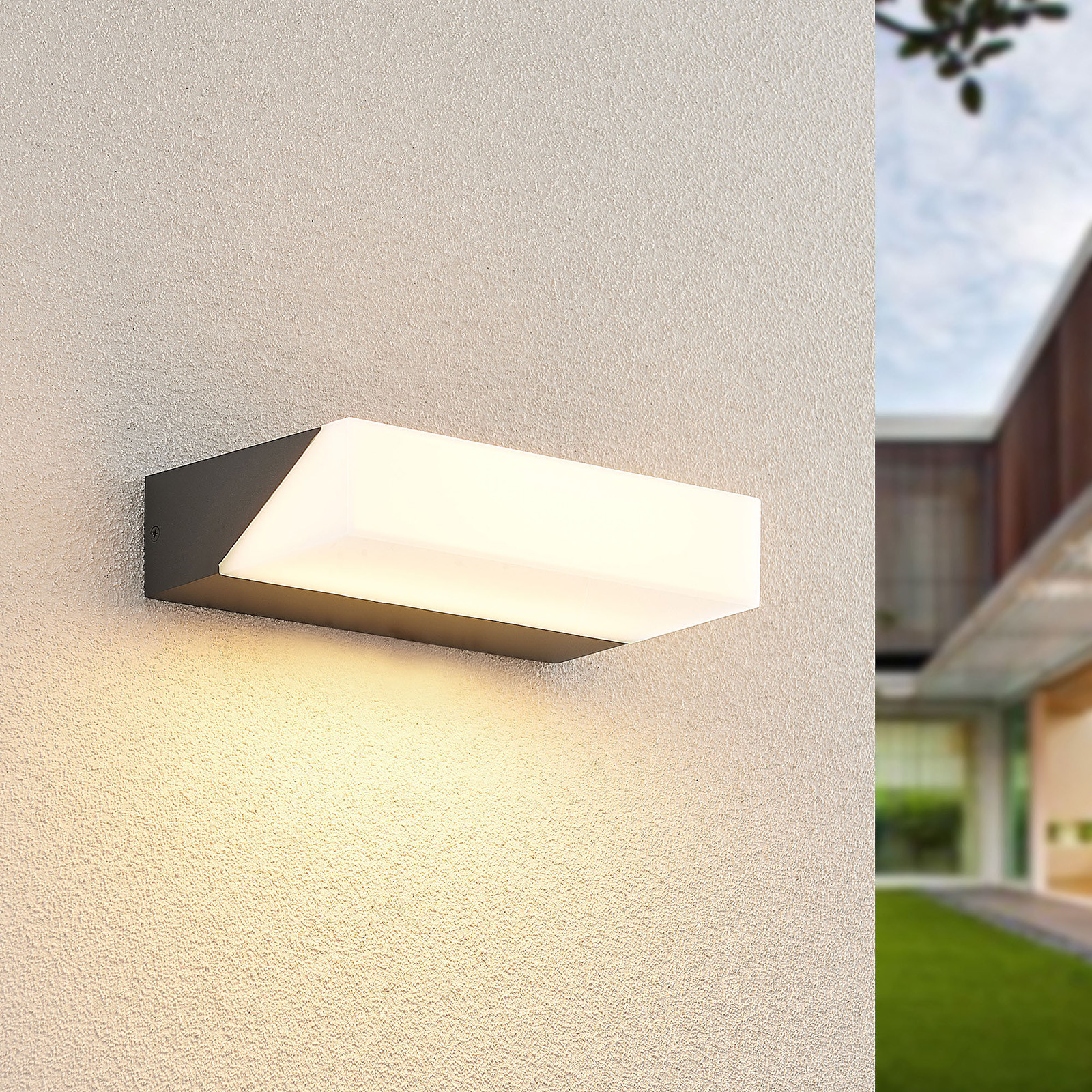 Lucande LED външно стенно осветление Golnar, антрацит, 25 cm