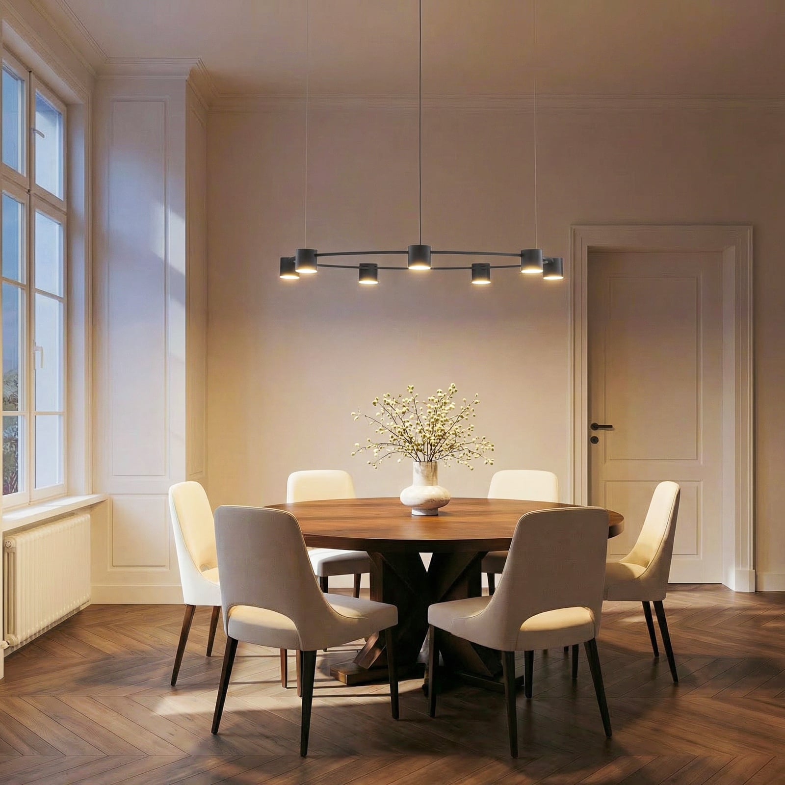 Pakabinamas šviestuvas „Kodo“, 7 lemputės, juodas, plienas, GX53