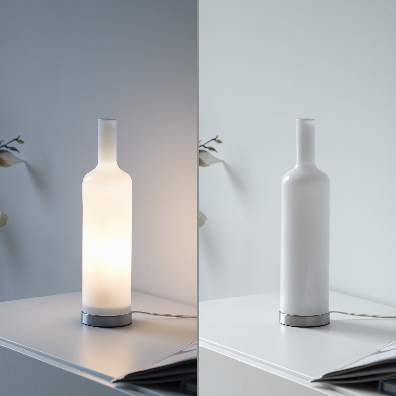 JUST LIGHT. tafellamp Bottle, opaalwit, glas, E14
